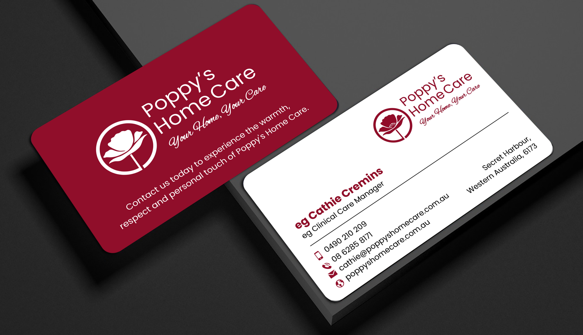 Business Card Design by designer1975 for Poppy's Home Care | Design #34586865