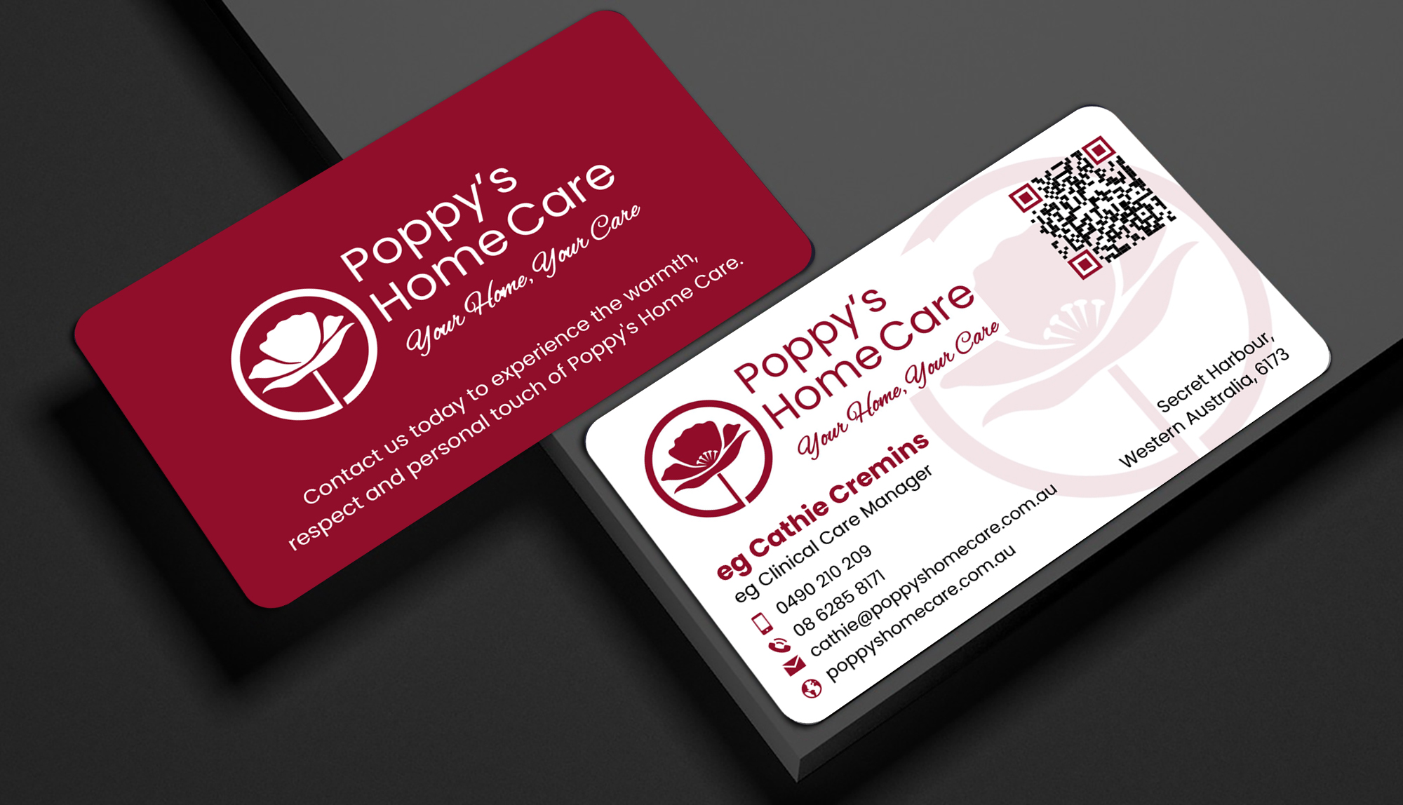 Business Card Design by designer1975 for Poppy's Home Care | Design #34592555