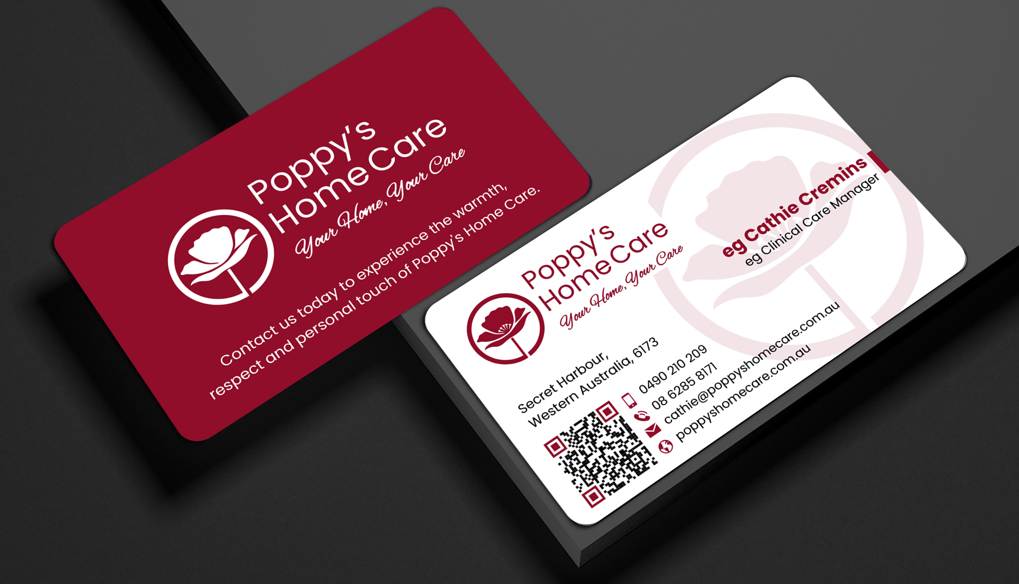 Business Card Design by designer1975 for Poppy's Home Care | Design #34592830