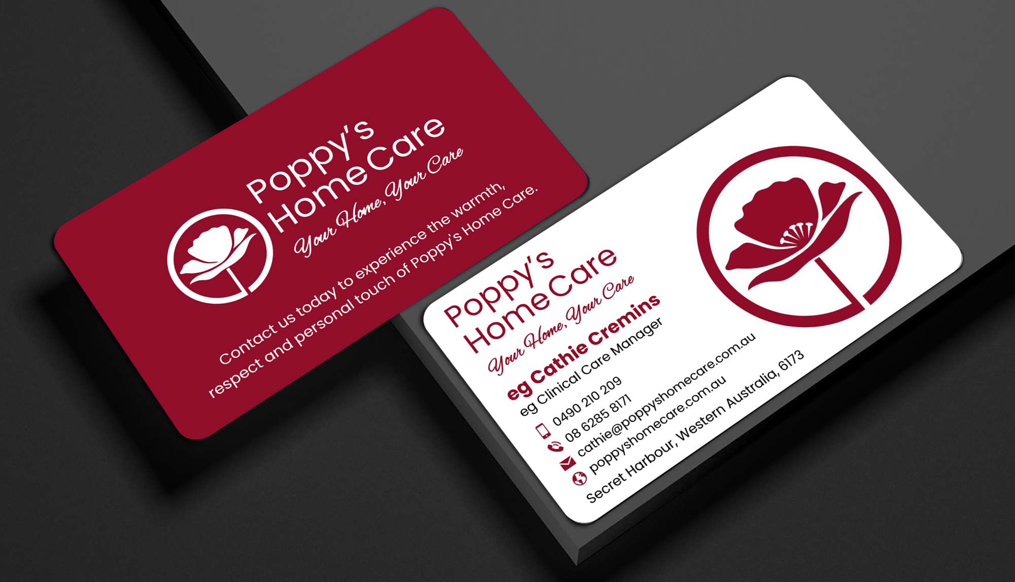 Business Card Design by designer1975 for Poppy's Home Care | Design #34592934