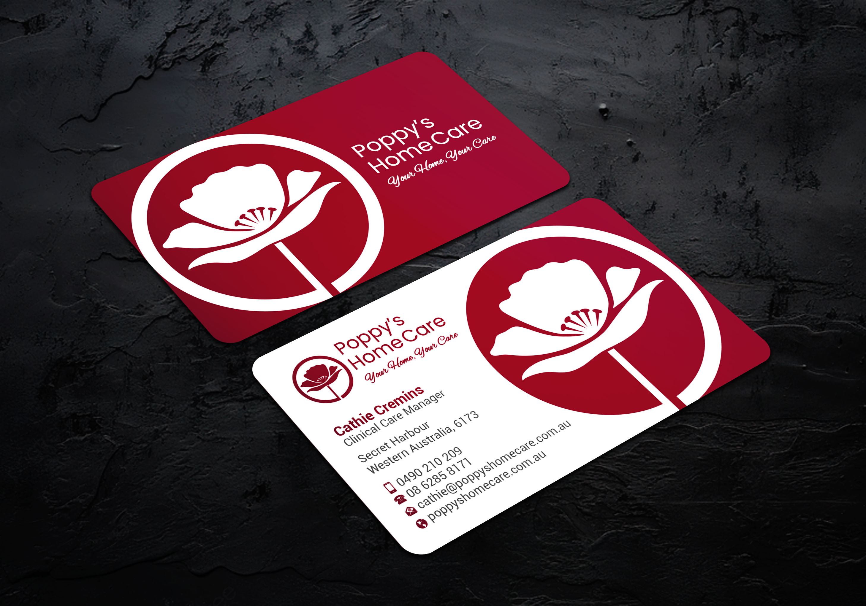 Business Card Design by LAXMI DESIGNHUB for Poppy's Home Care | Design #34580859