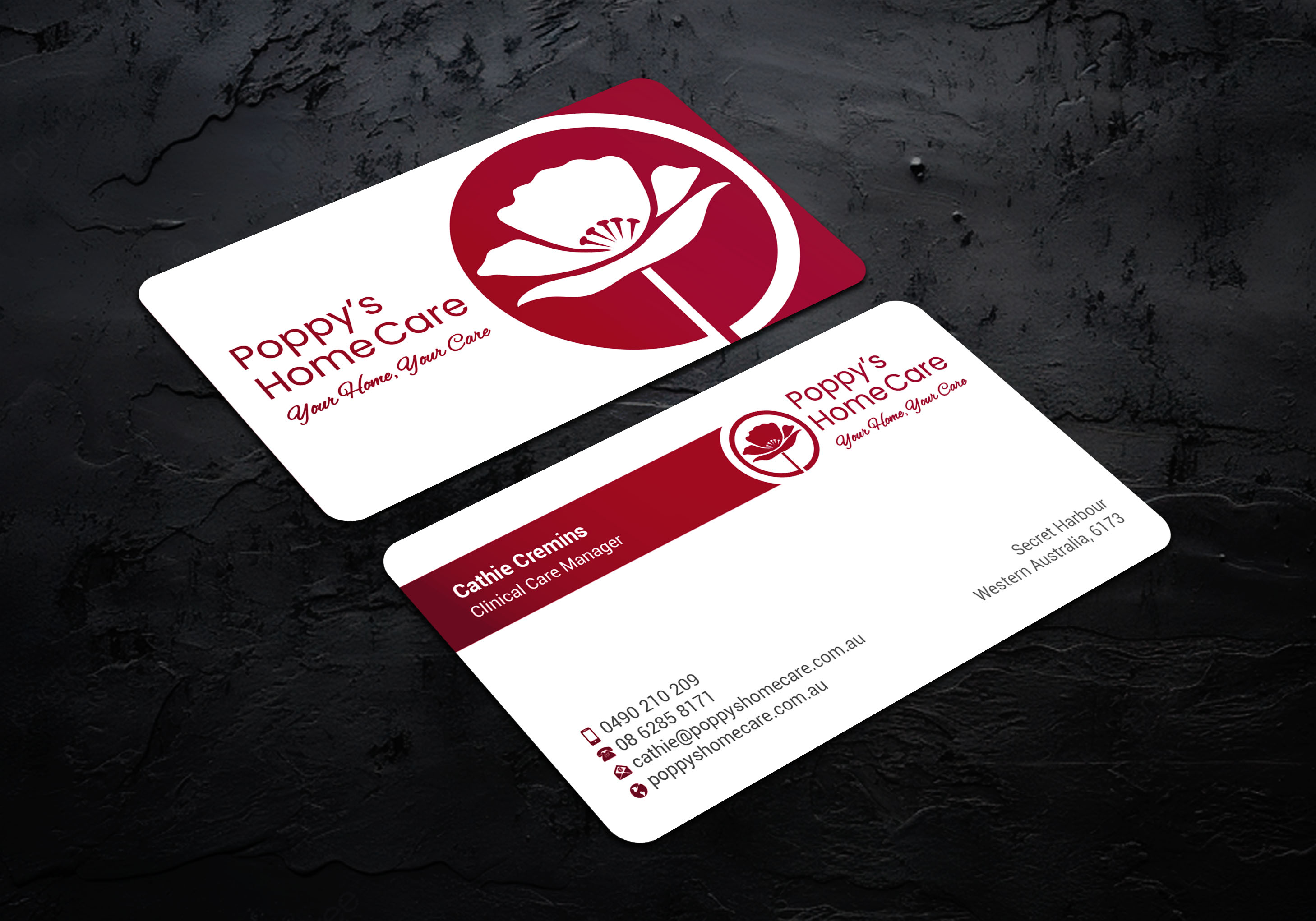 Business Card Design by LAXMI DESIGNHUB for Poppy's Home Care | Design #34580939