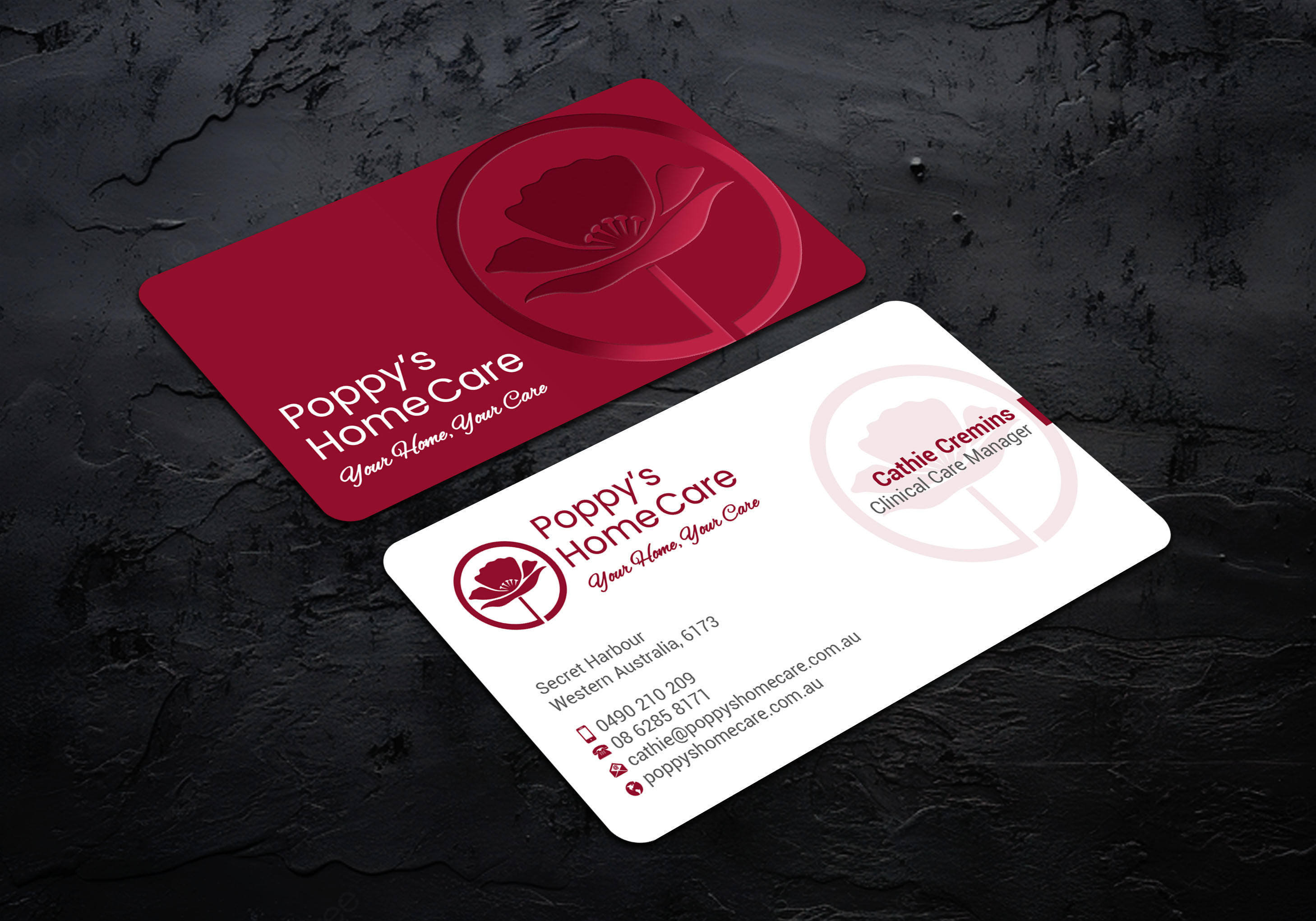 Business Card Design by LAXMI DESIGNHUB for Poppy's Home Care | Design #34580942