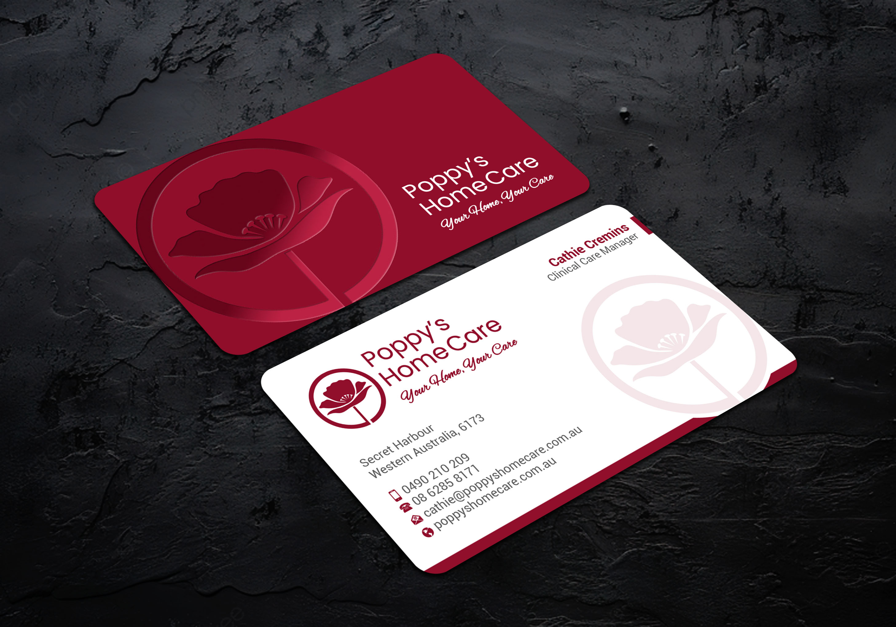 Business Card Design by LAXMI DESIGNHUB for Poppy's Home Care | Design #34580947