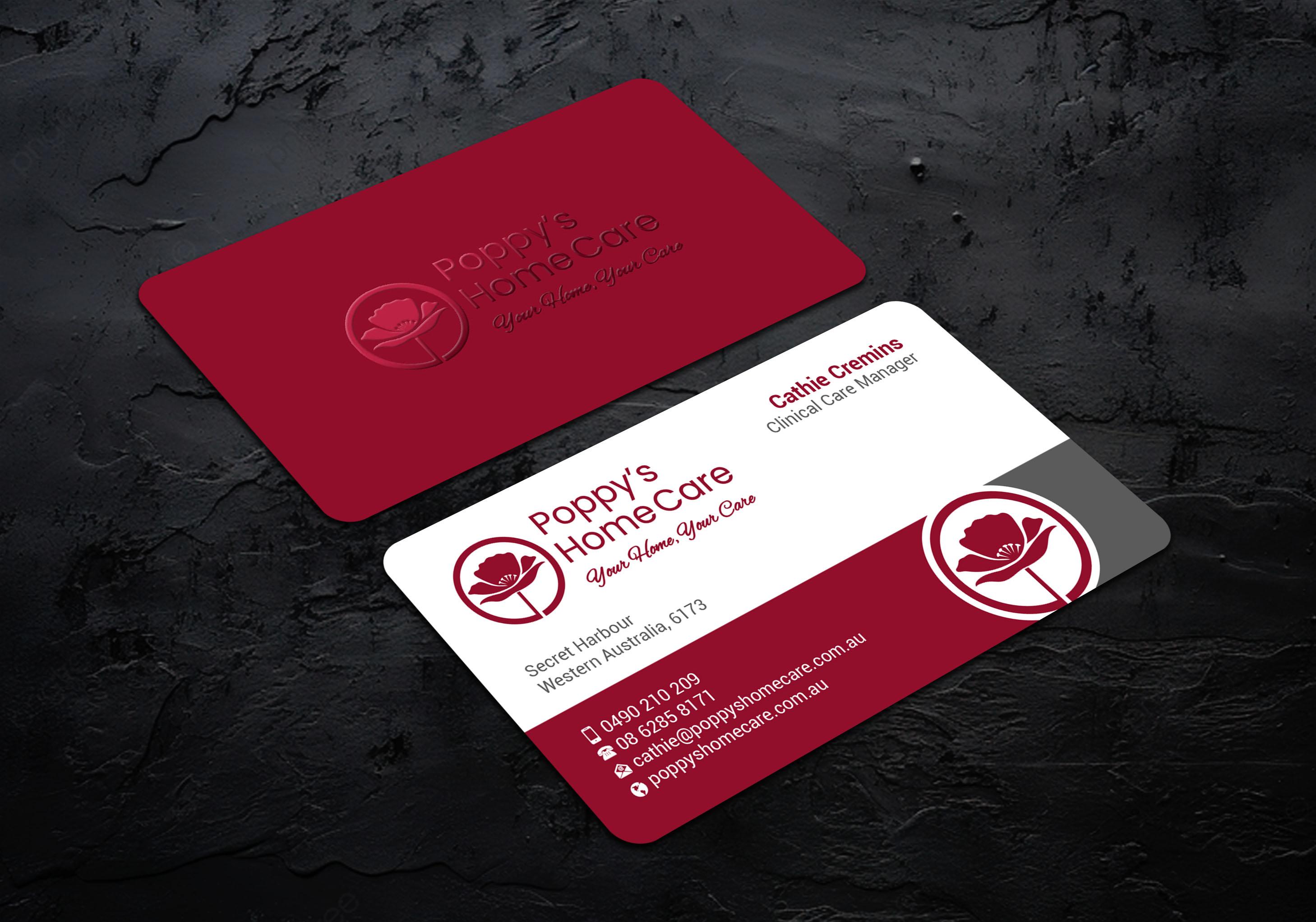 Business Card Design by LAXMI DESIGNHUB for Poppy's Home Care | Design #34580951