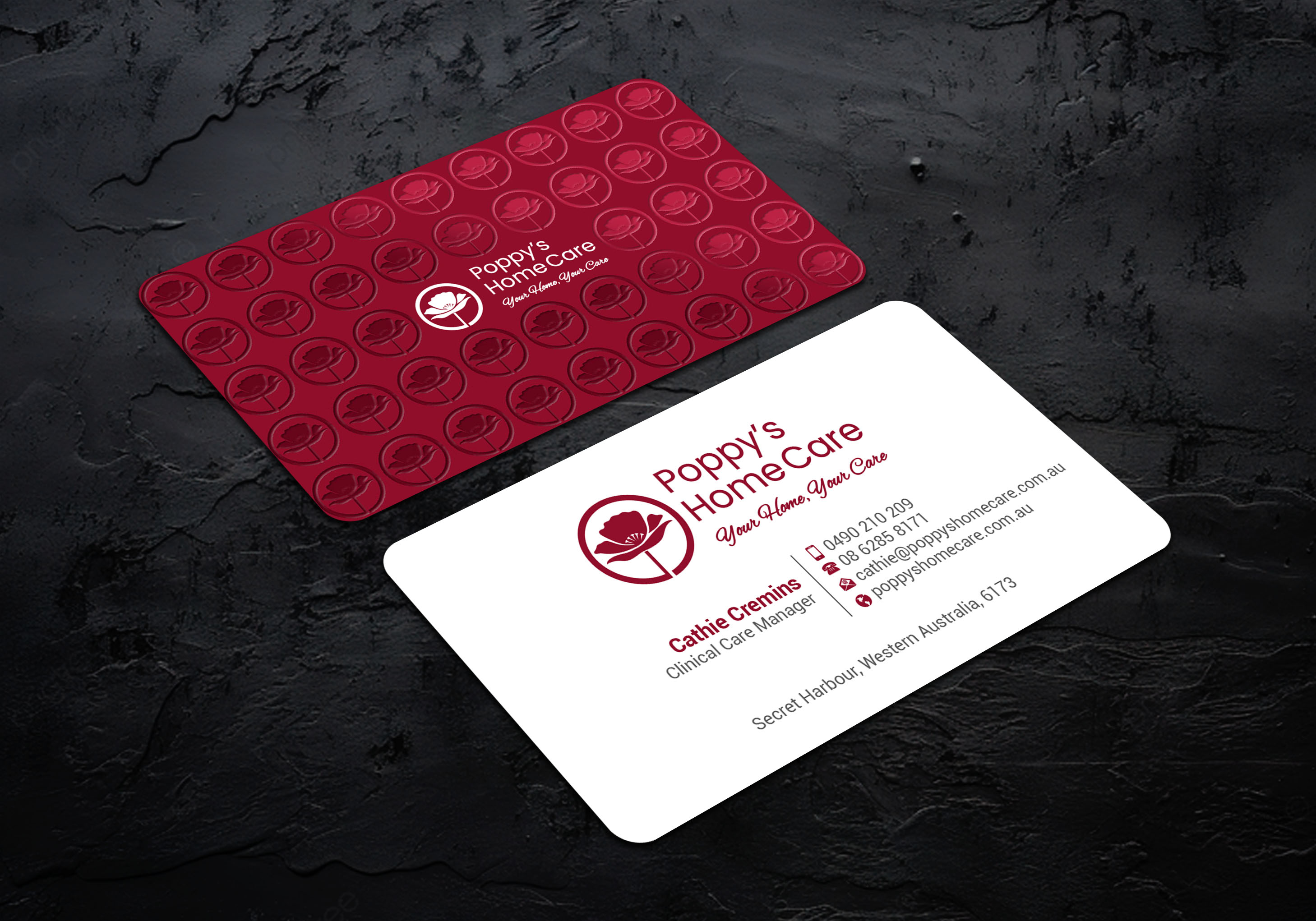 Business Card Design by LAXMI DESIGNHUB for Poppy's Home Care | Design #34580959