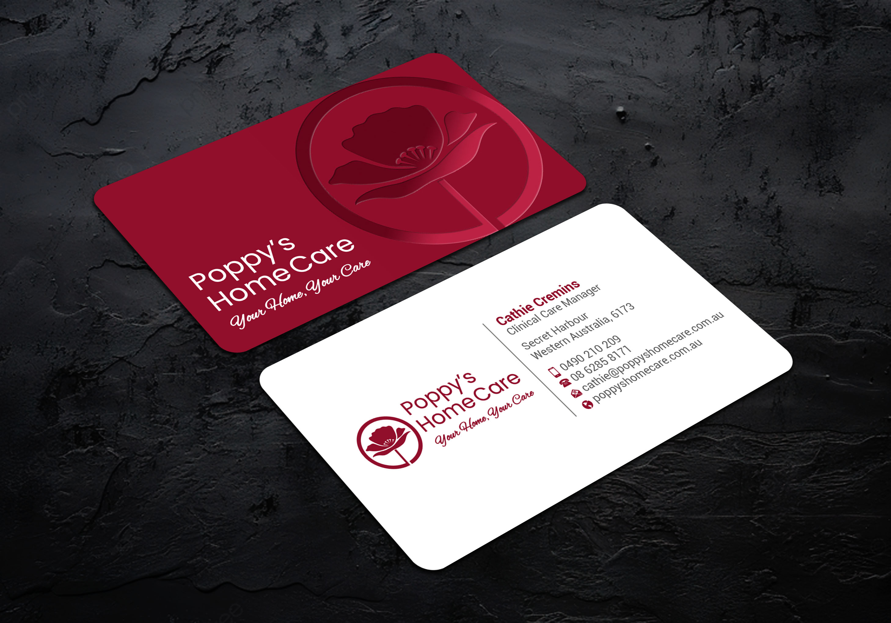 Business Card Design by LAXMI DESIGNHUB for Poppy's Home Care | Design #34580960