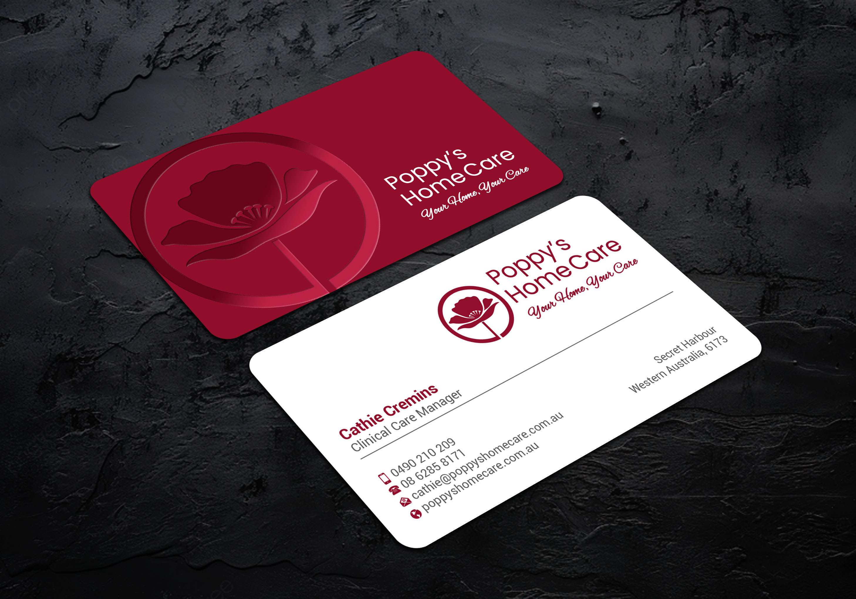 Business Card Design by LAXMI DESIGNHUB for Poppy's Home Care | Design #34580961