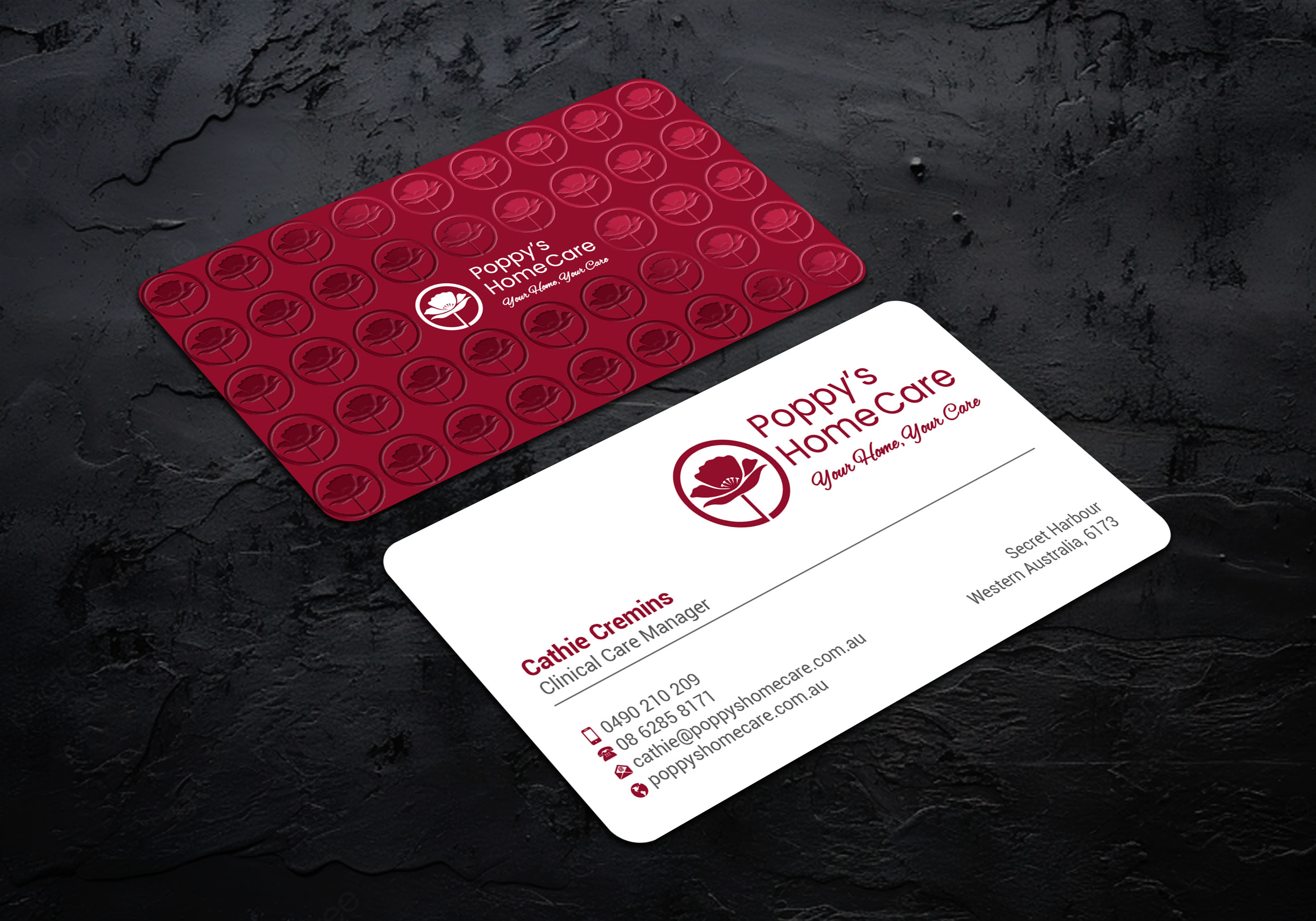 Business Card Design by LAXMI DESIGNHUB for Poppy's Home Care | Design #34580962