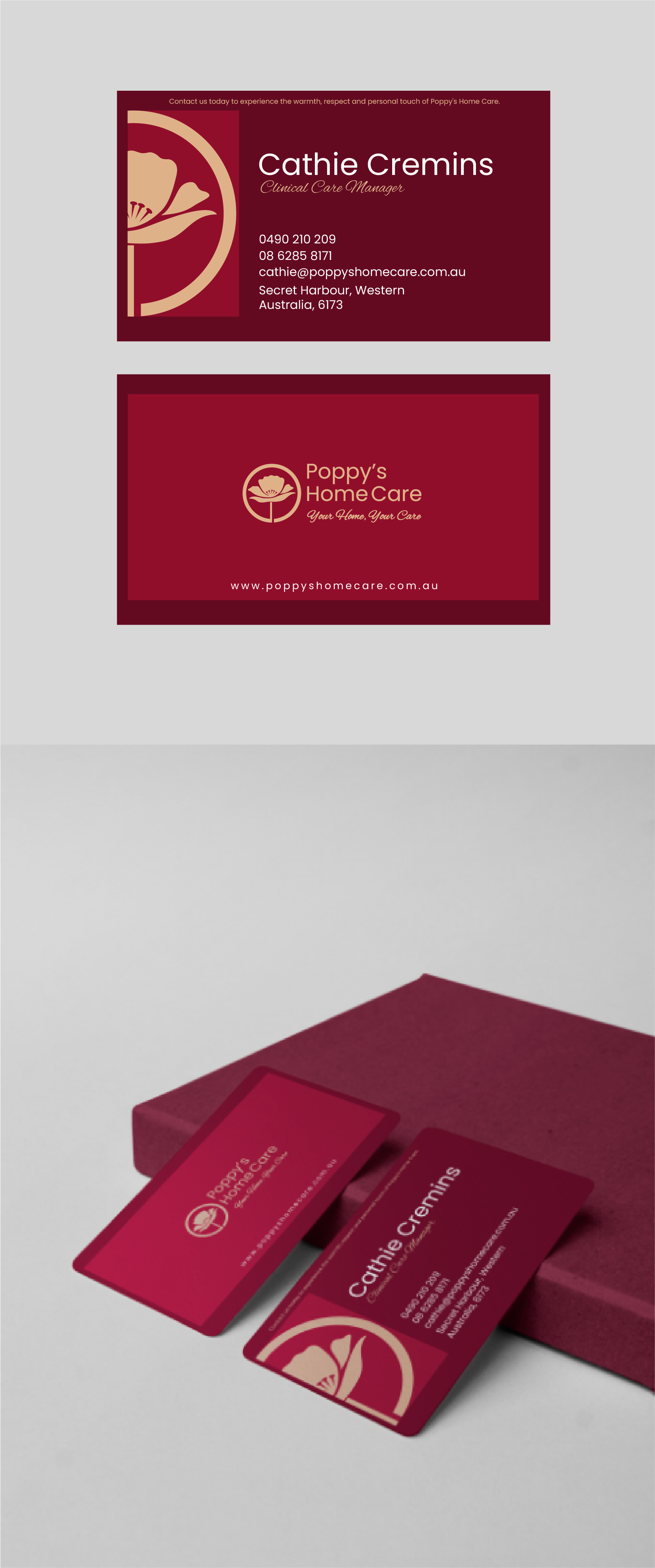 Business Card Design by saifysyed Studio for Poppy's Home Care | Design #34586377