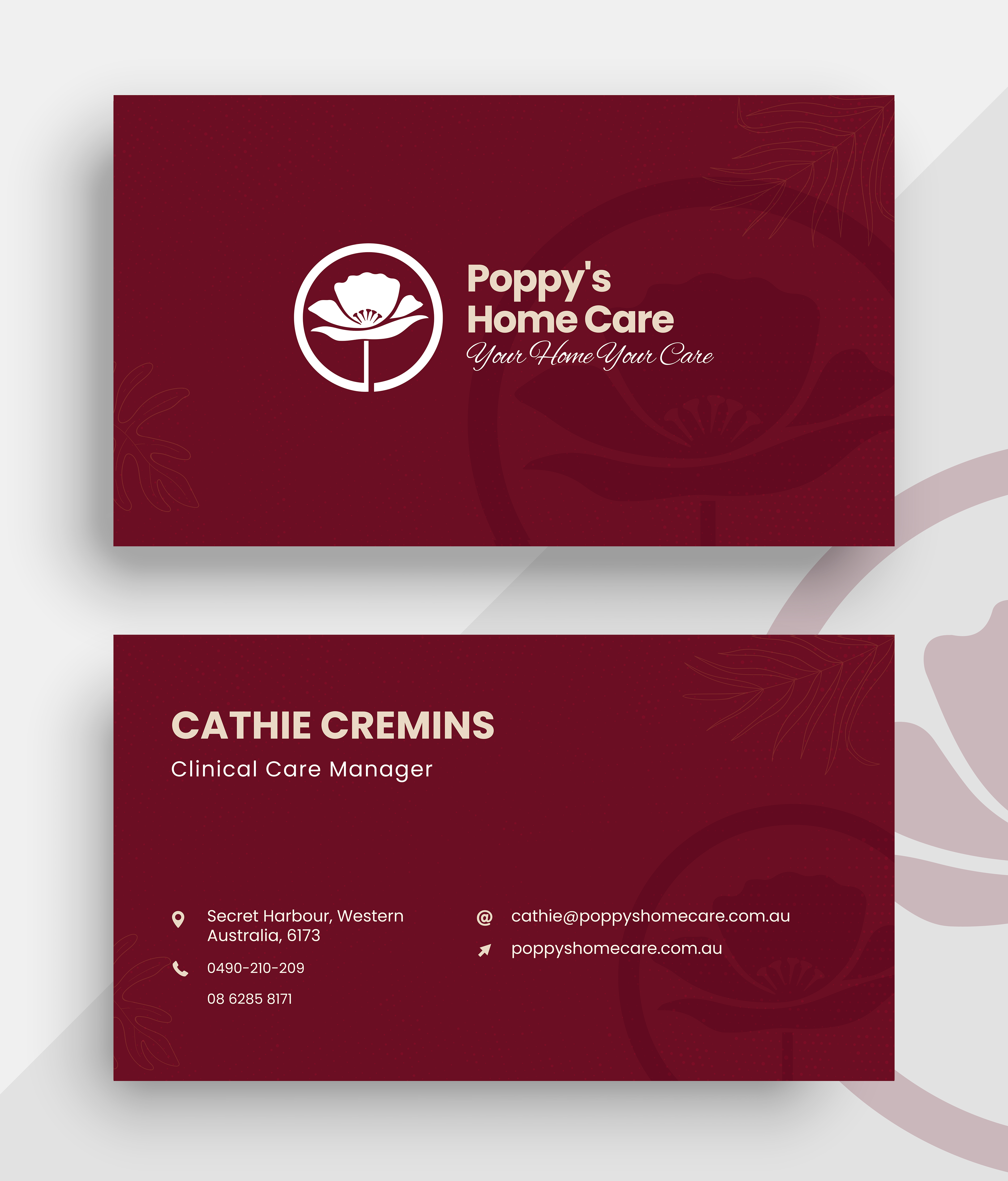 Diseño de Tarjeta de Presentación por Graphic Guy para Poppy's Home Care | Diseño #34582893