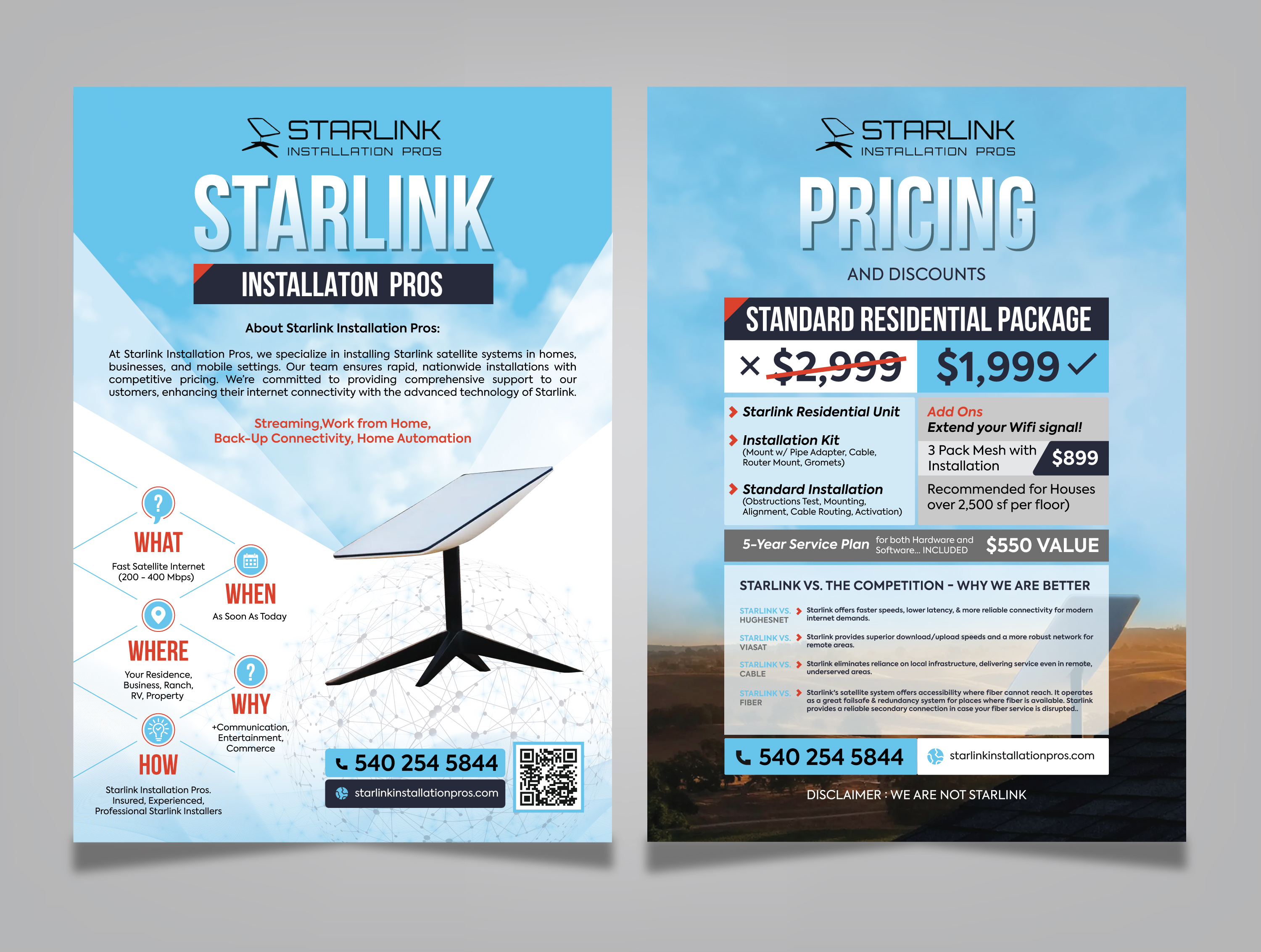 Flyer Design by saurov for Starlink Installation Pros | Design #34606481
