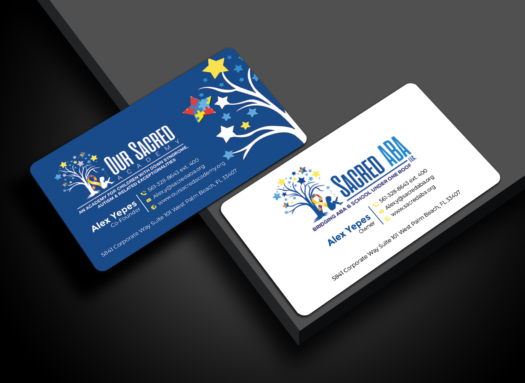 Business Card Design by Graphixpointt for Sacred ABA LLC.  | Design #34628421