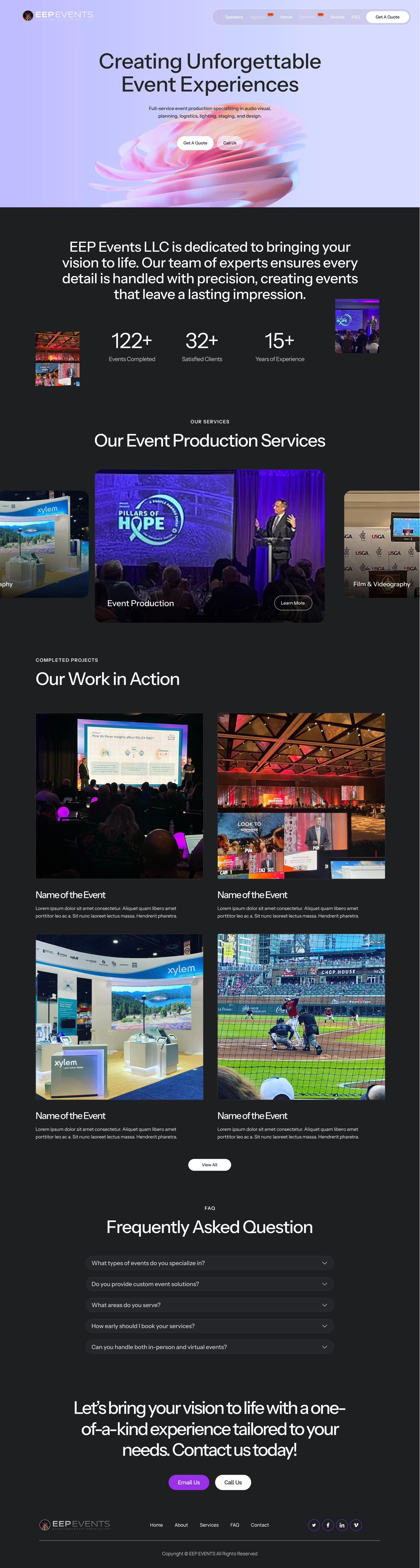 Wix Design by RAJEEV4 for EEP Events LLC | Design #34653401