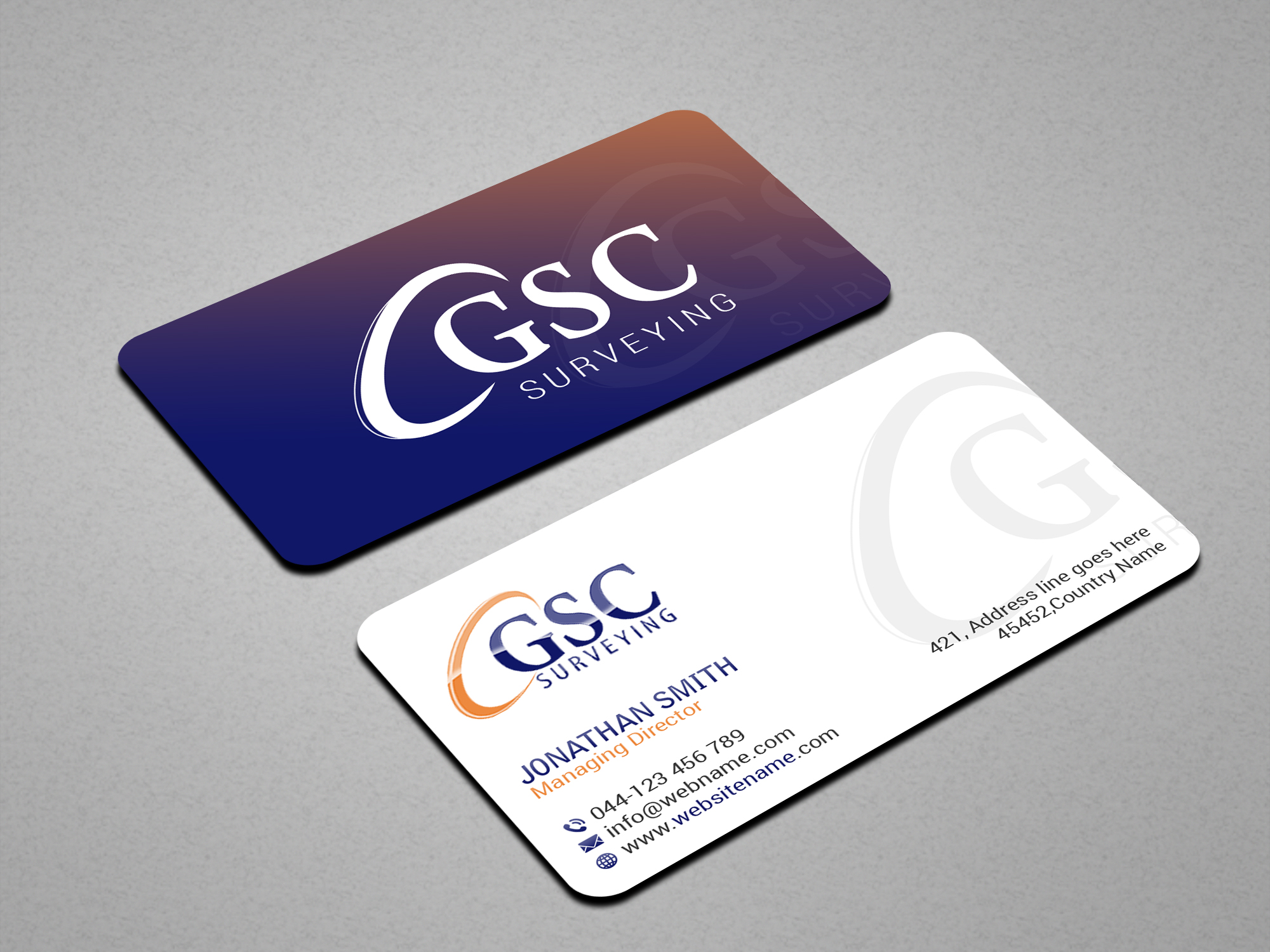 Visitenkarten-Design von Creations Box 2015 für GSC Surveying, Inc. | Design #34653679