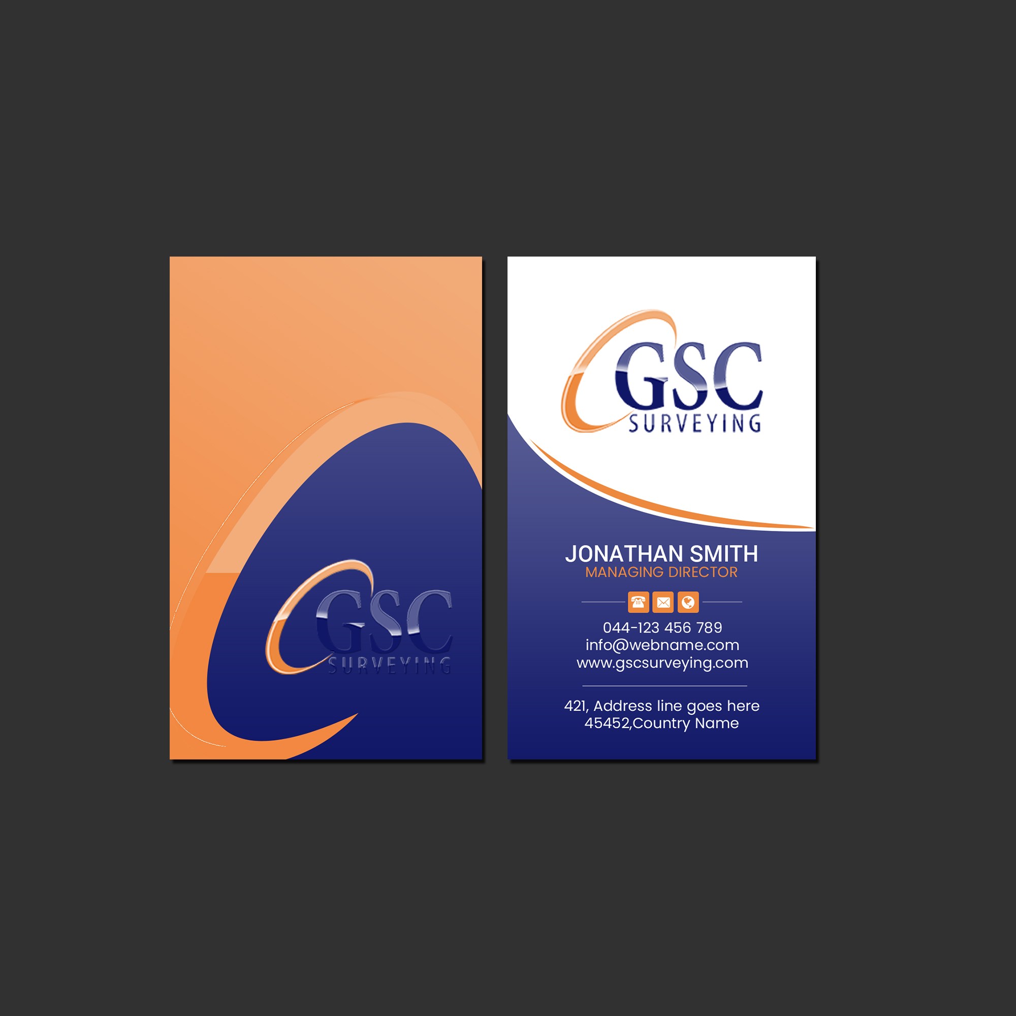 Business Card Design by Creations Box 2015 for GSC Surveying, Inc. | Design #34653682