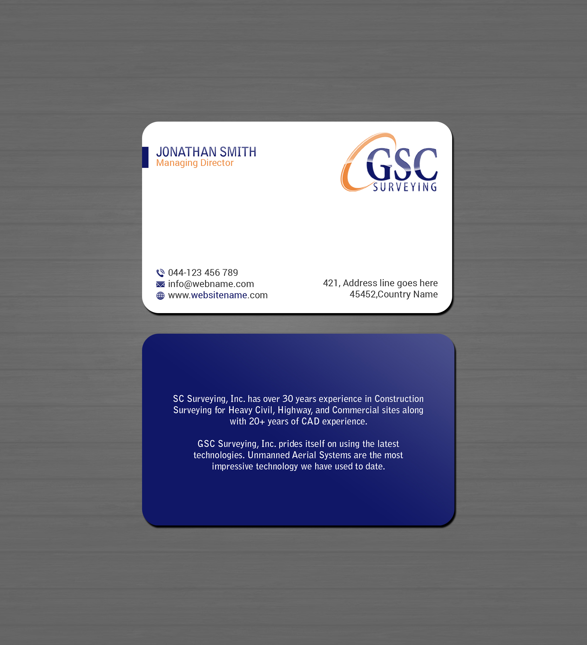 Business Card Design by Creations Box 2015 for GSC Surveying, Inc. | Design #34653683