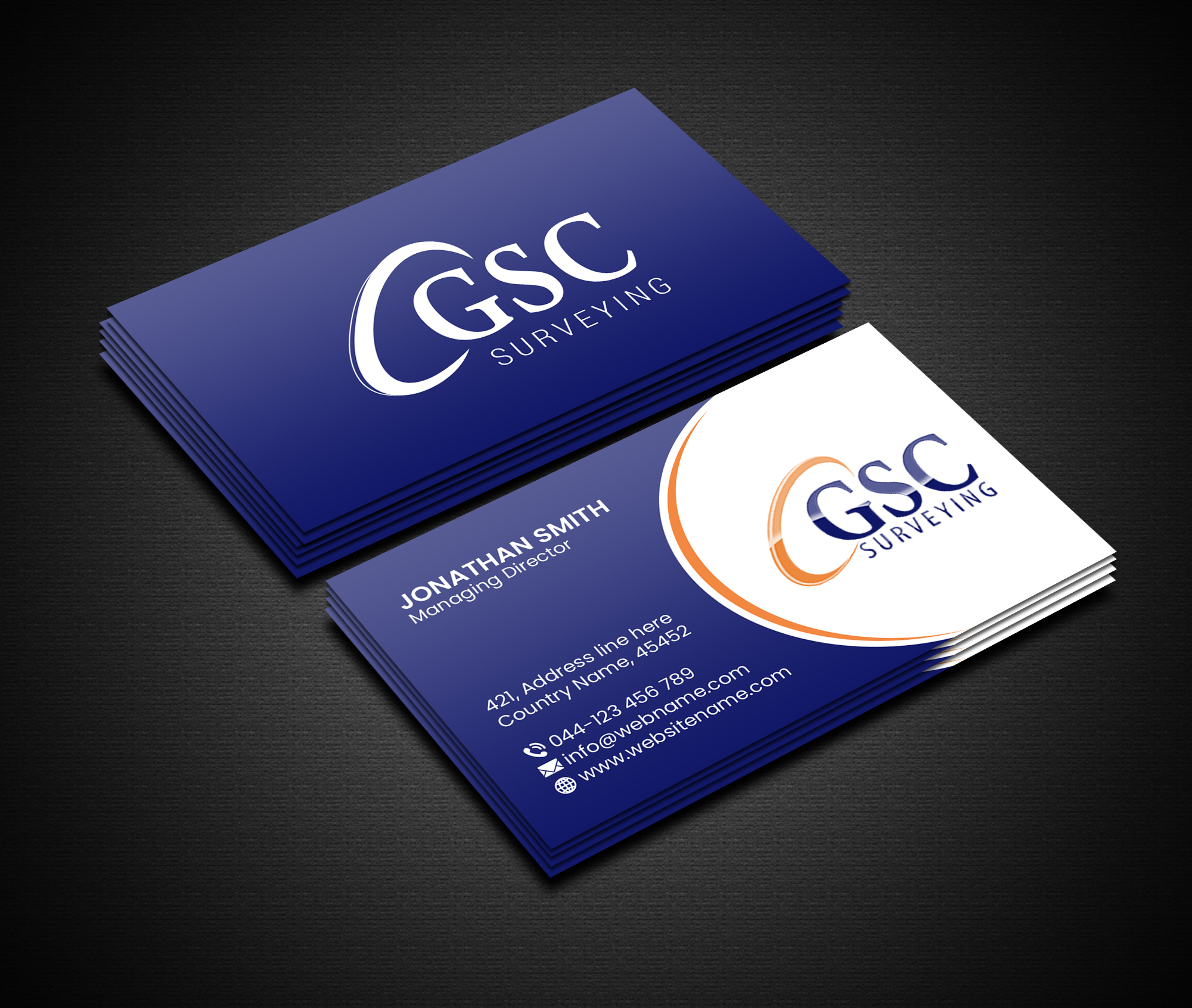 Visitenkarten-Design von Creations Box 2015 für GSC Surveying, Inc. | Design #34653684