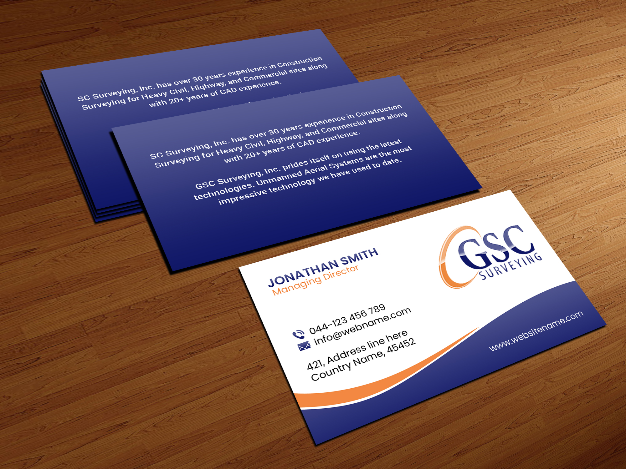 Business Card Design by Creations Box 2015 for GSC Surveying, Inc. | Design #34653692