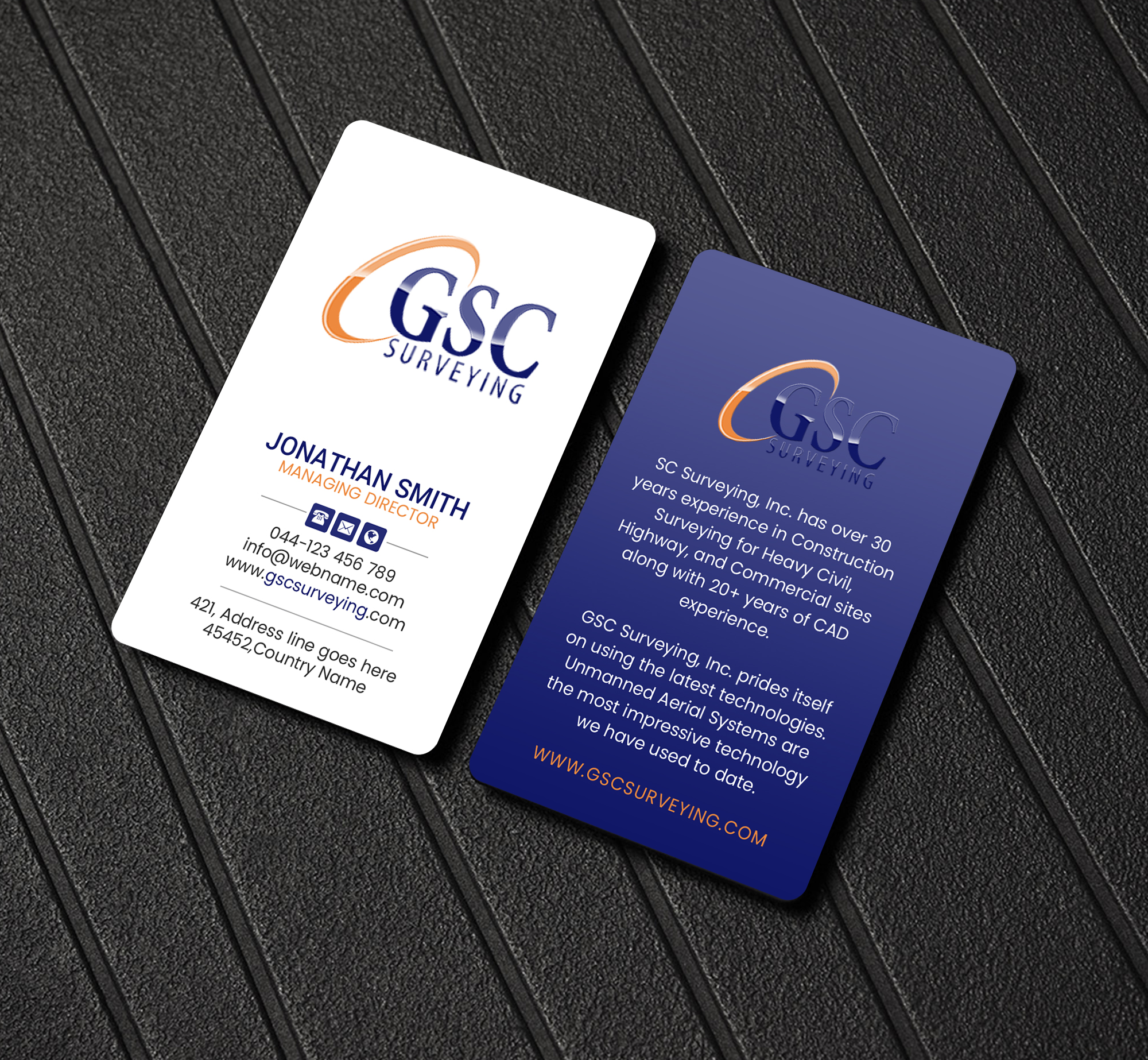 Visitenkarten-Design von Creations Box 2015 für GSC Surveying, Inc. | Design #34653693