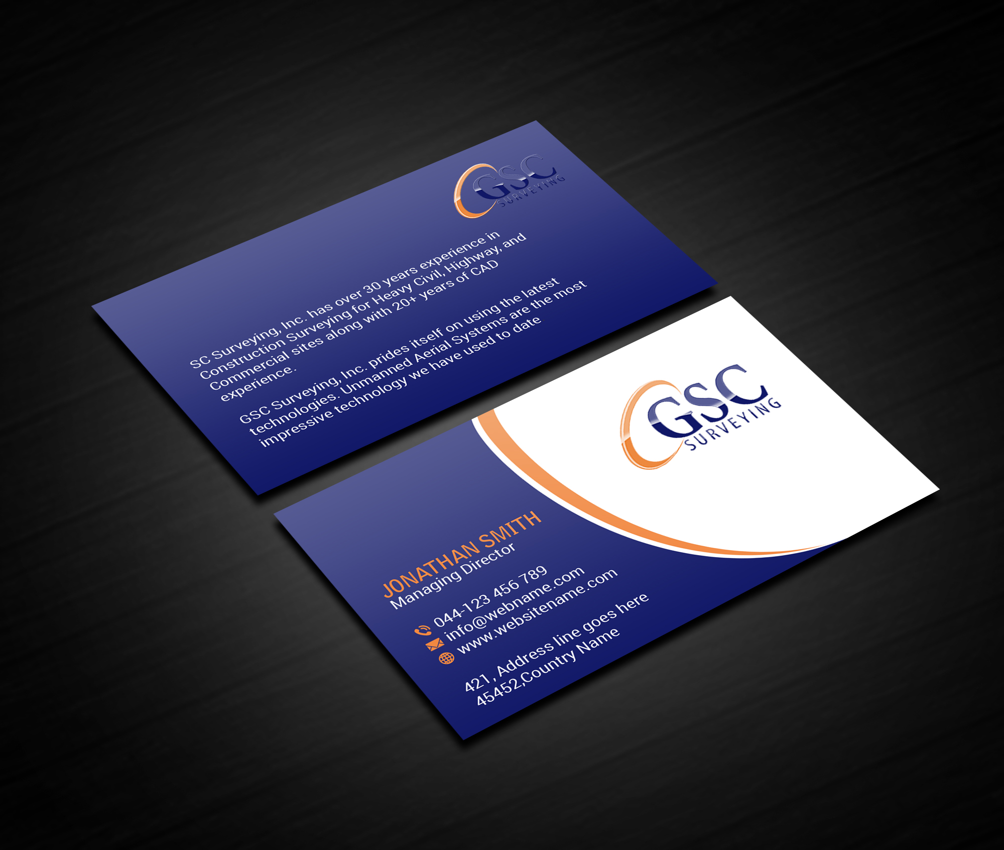 Business Card Design by Creations Box 2015 for GSC Surveying, Inc. | Design #34653696