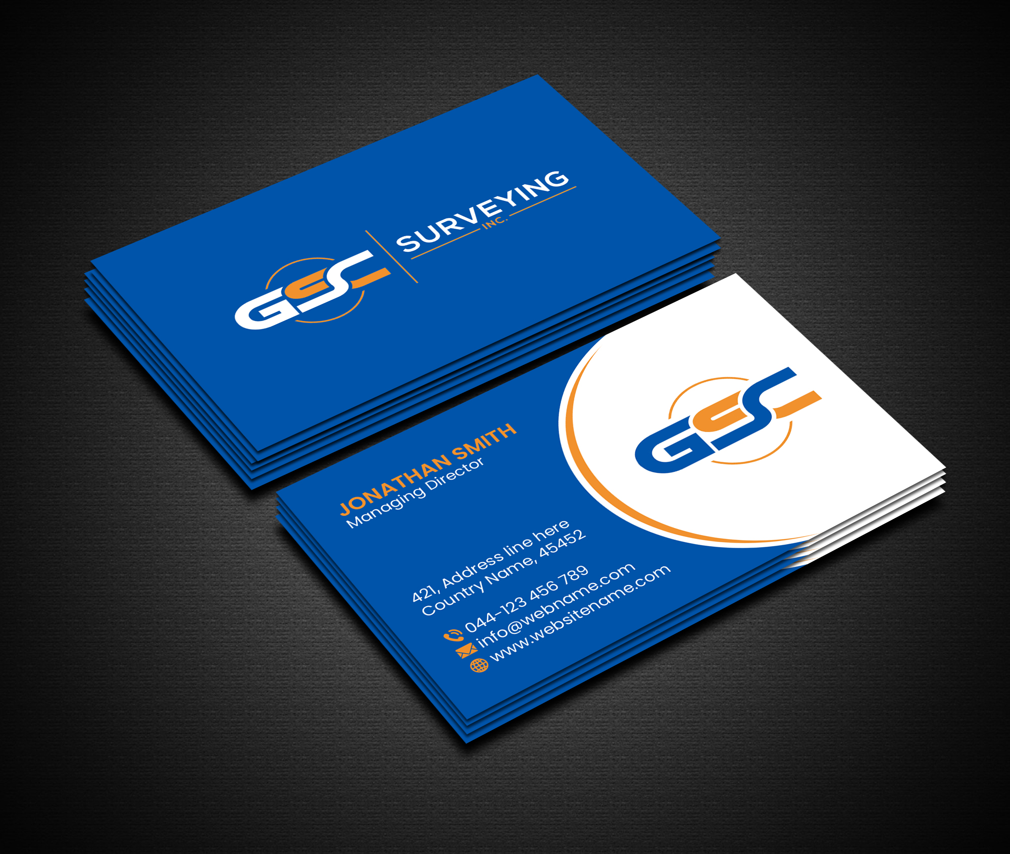 Visitenkarten-Design von Creations Box 2015 für GSC Surveying, Inc. | Design #34657762