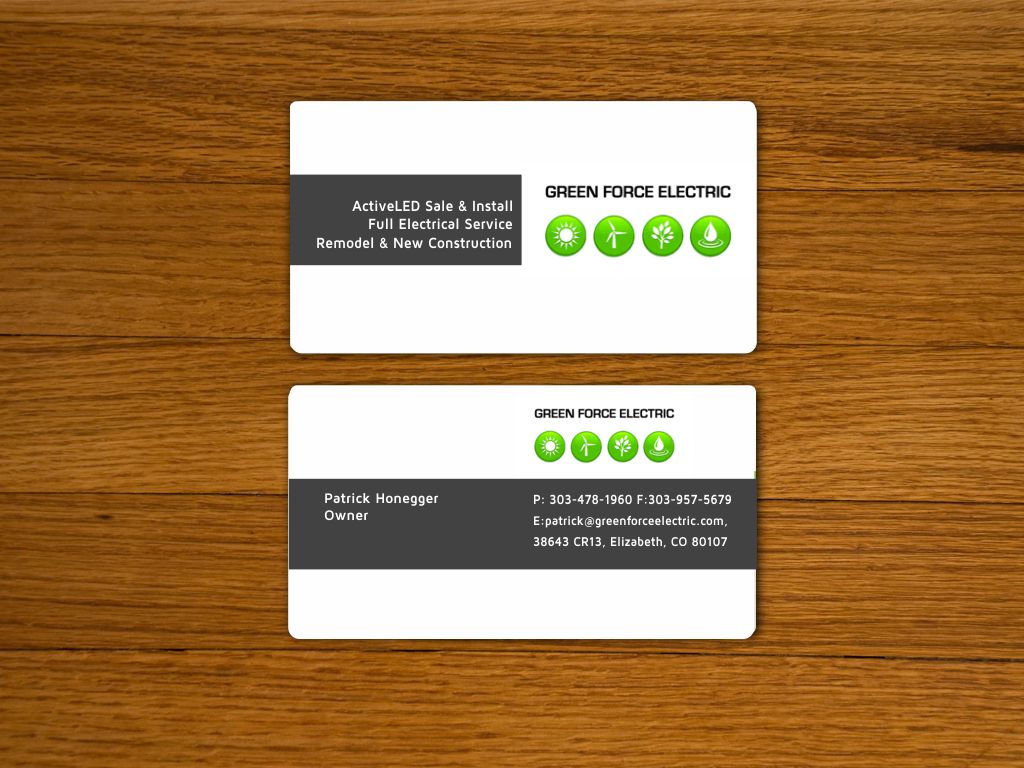 Business Card Design by ciolena for Green Force Electric | Design #3106278