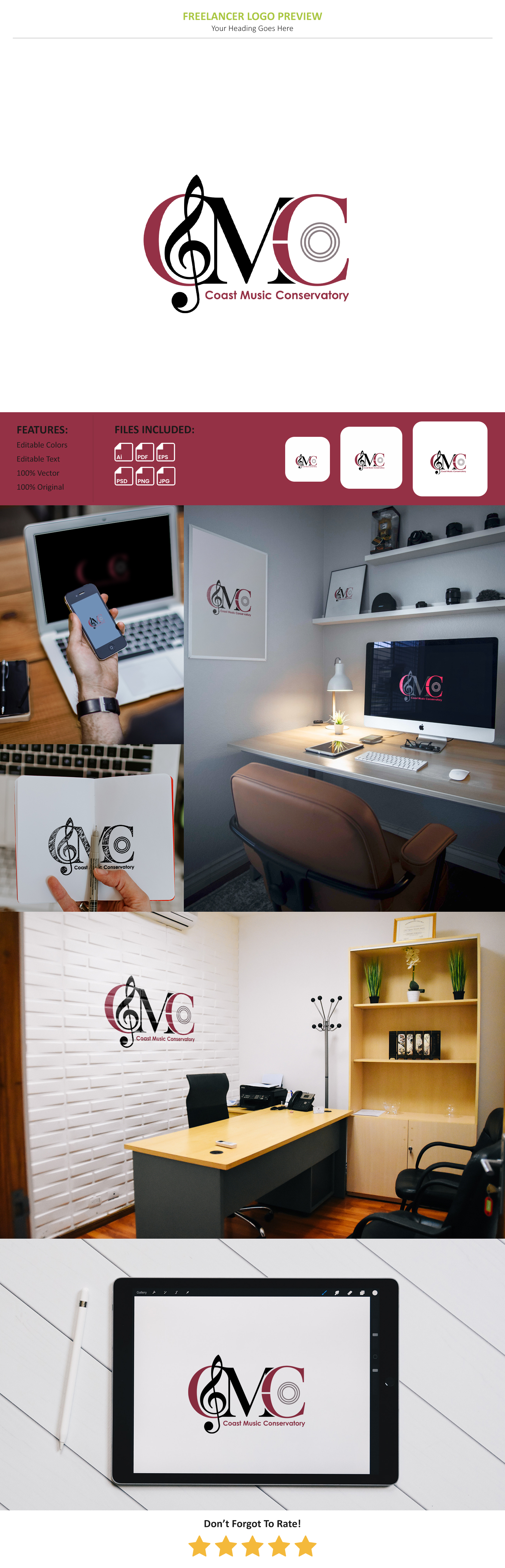 Logo Design by VectorForge for Coast Music Conservatory | Design #34706527
