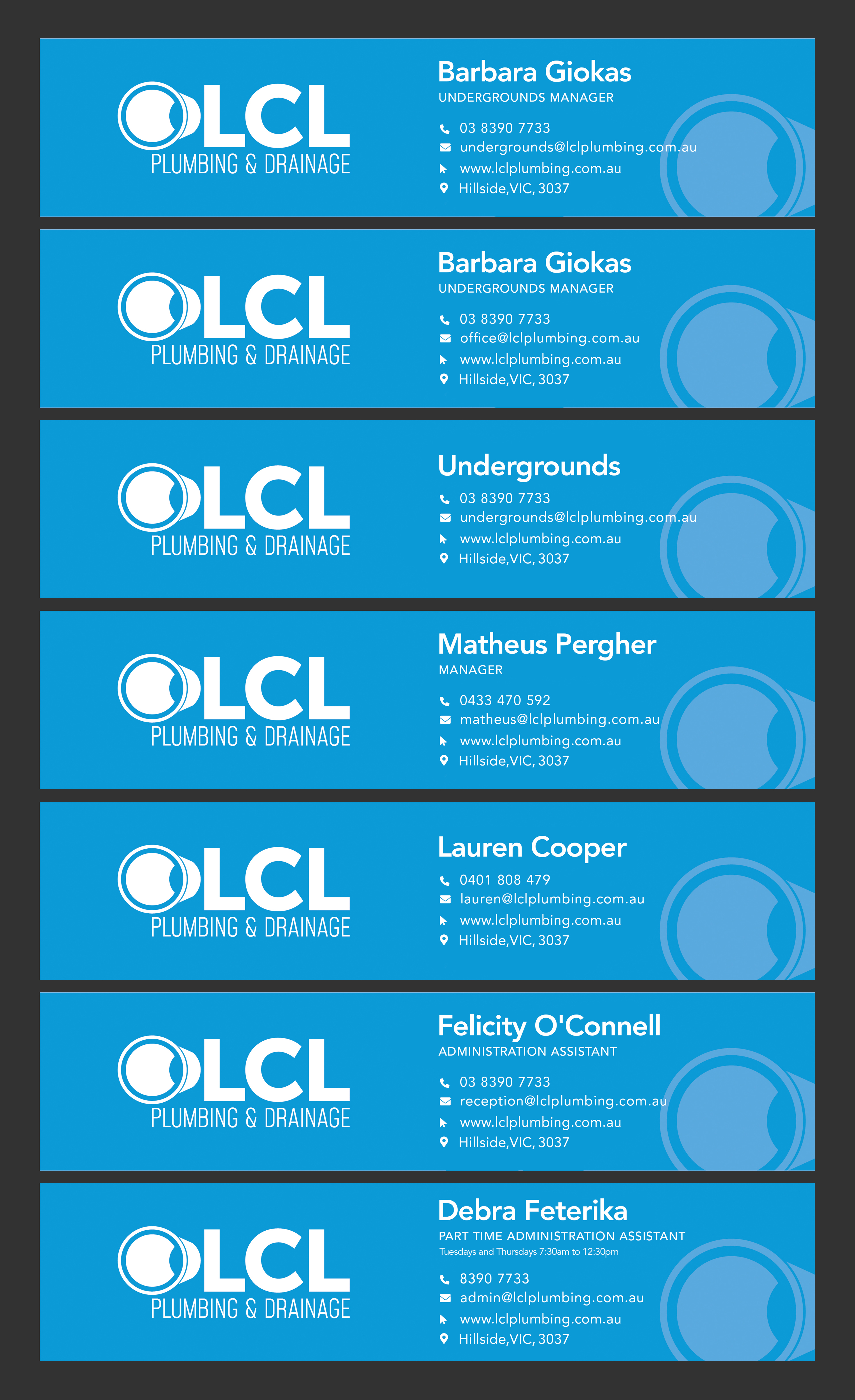 Business Card Design by Graphic Guy for LCL Plumbing and Drainage Pty Ltd | Design #34691724