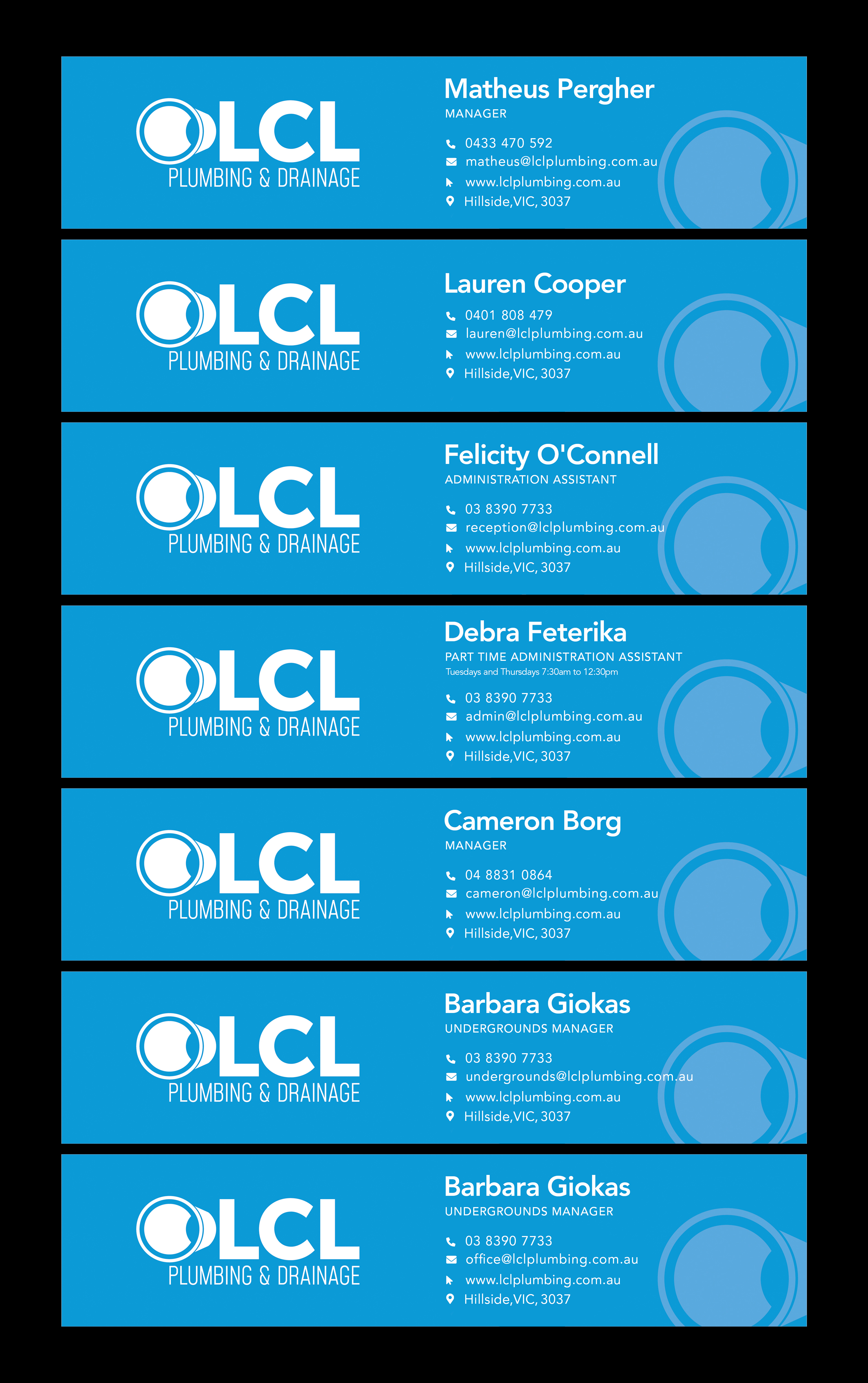 Business Card Design by Graphic Guy for LCL Plumbing and Drainage Pty Ltd | Design #34698263