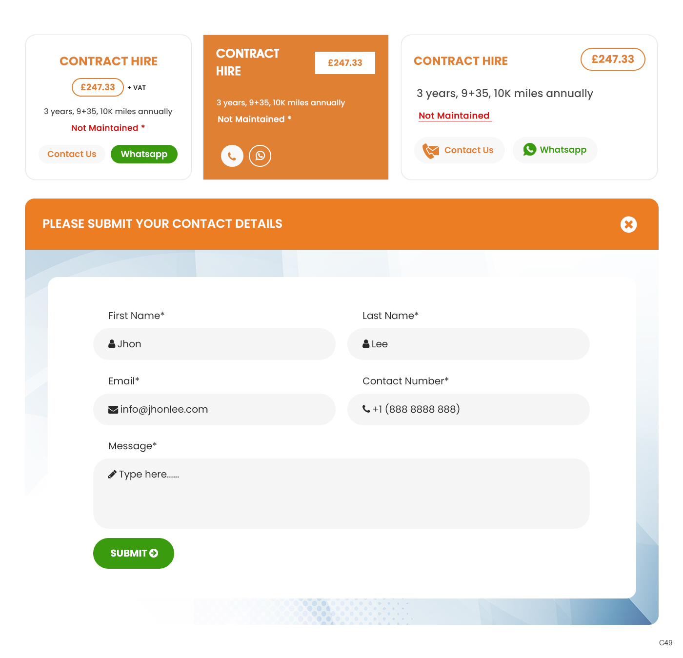 Web Design by pb for all vehicle contracts | Design: #34699107