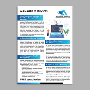 Diseño de Flyer por YourLogoMaster para A-1 Voice & Data | Diseño: #34725966