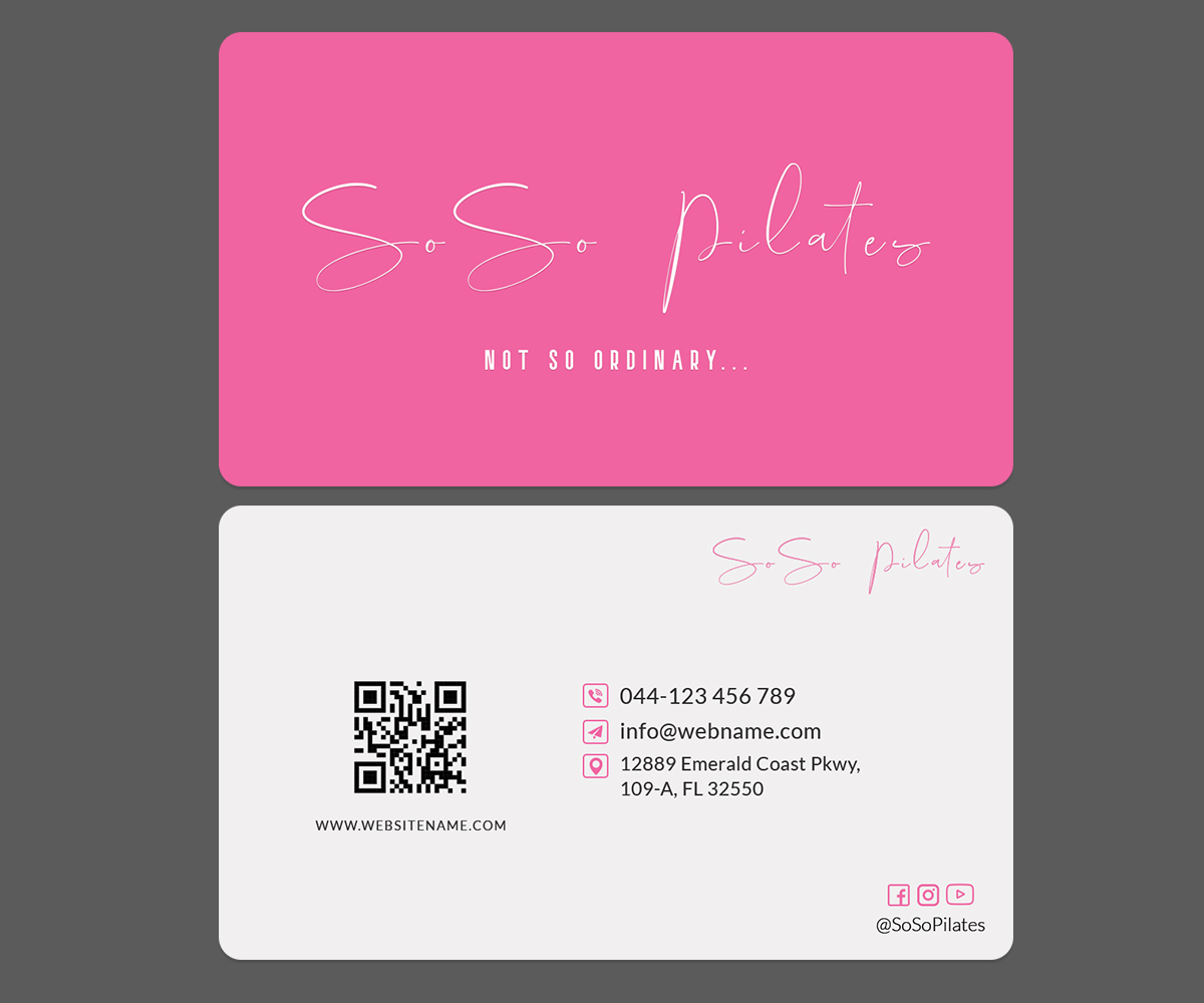 Business Card Design by rainbowmagic2017 for SoSo Pilates | Design #34736958