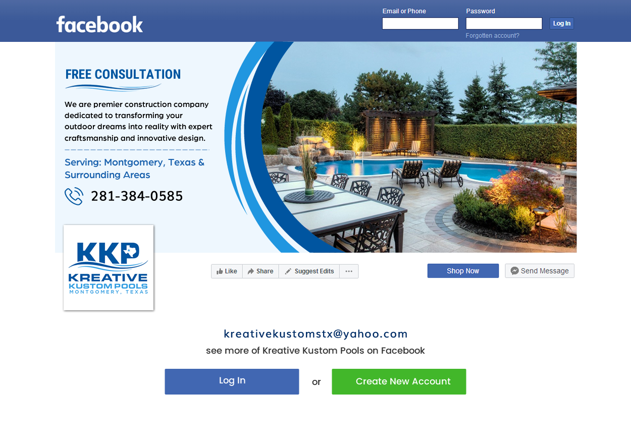 Facebook Design by harmi_199 for Kreative Kustom Pools | Design #34742860