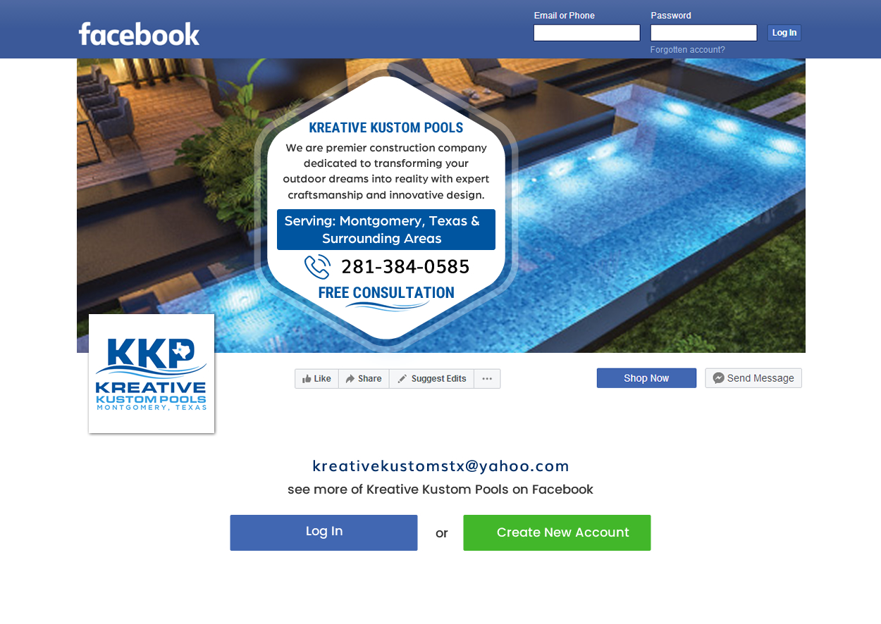 Design Facebook par harmi_199 pour Kreative Kustom Pools | Design #34742861