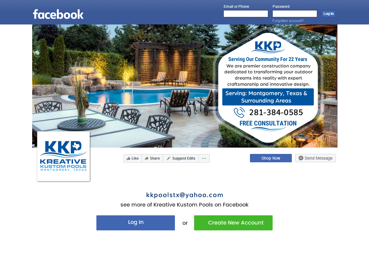 Design Facebook par harmi_199 pour Kreative Kustom Pools | Design #34756531