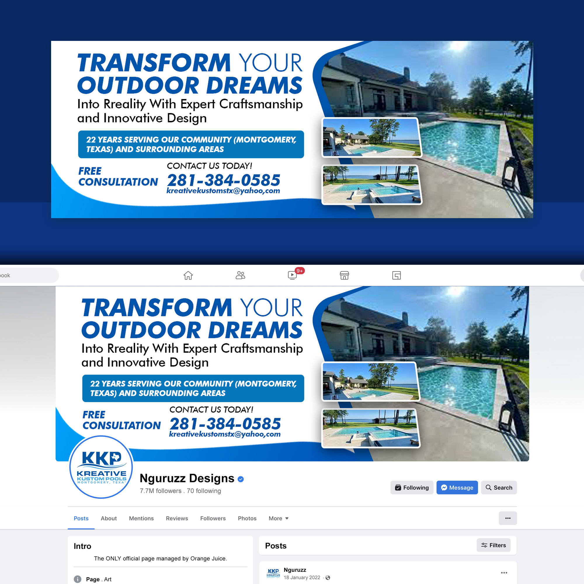 Design Facebook par nguruzzdng pour Kreative Kustom Pools | Design #34744816