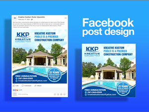 Design Facebook par GraphicsGuru pour Kreative Kustom Pools | Design : #34747237
