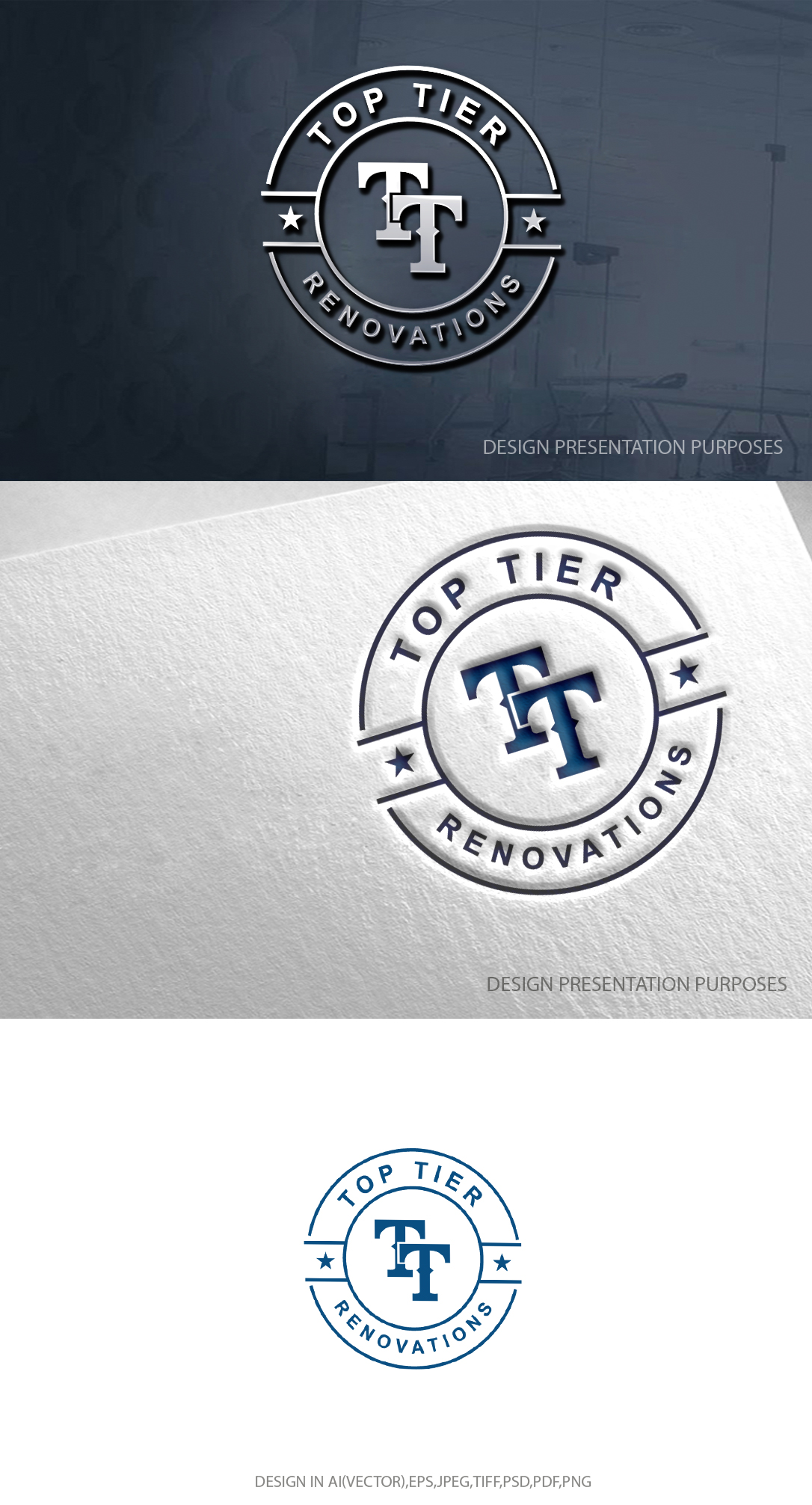 Logo Design by zebronicgraphic for Top Tier Renovations, LLC | Design #34754684