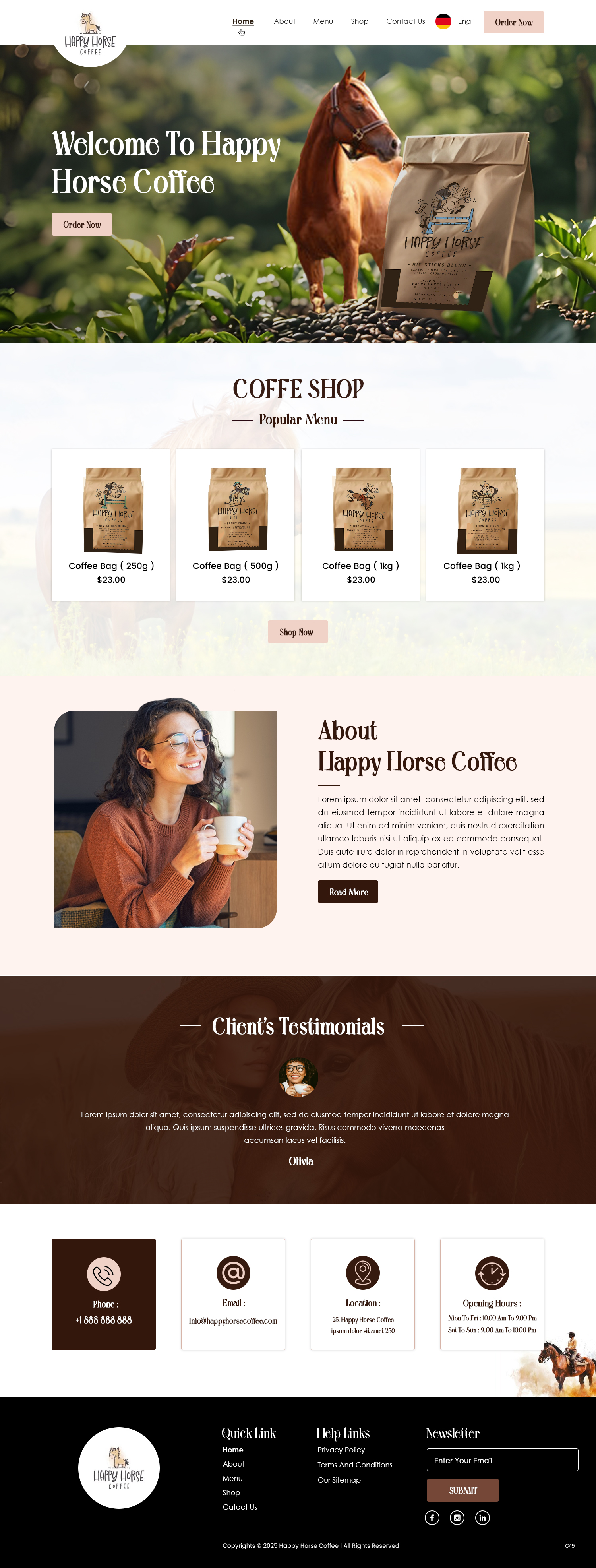 Web Design by pb for Happy Horse Coffee | Design #34763614