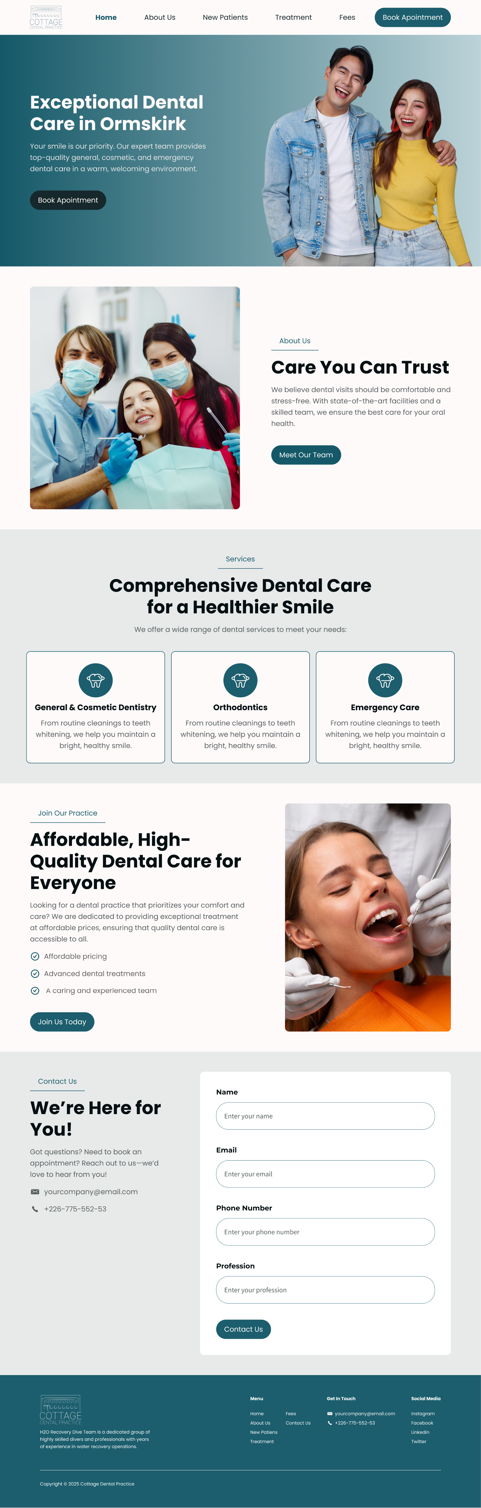 Web Design par yudalks pour cottage dental practice | Design #34792639