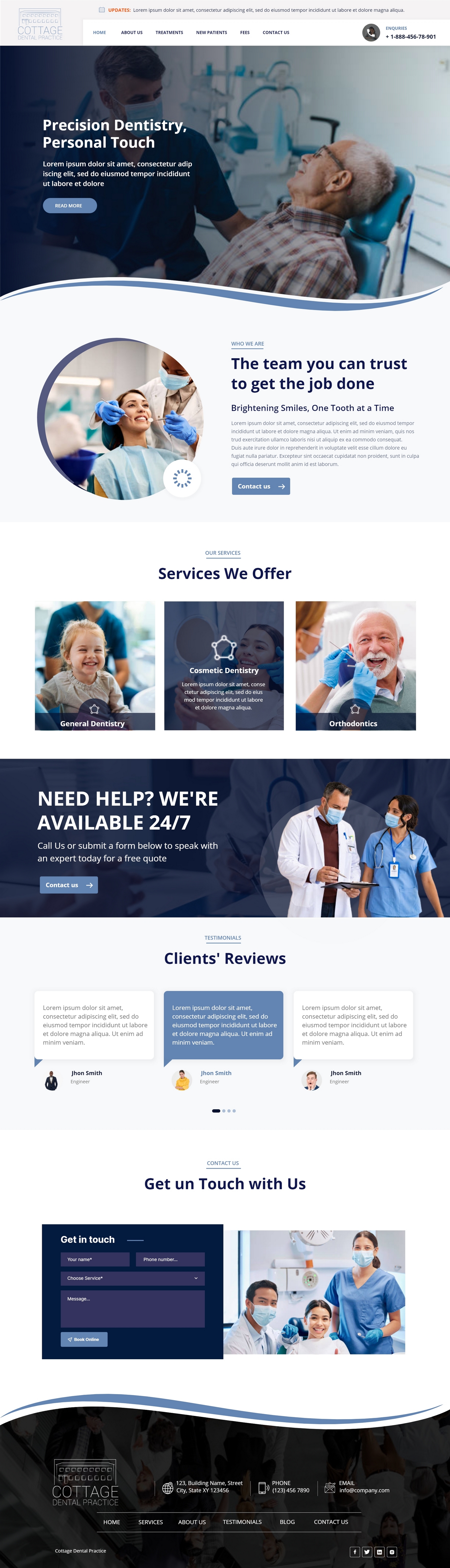 Web Design by Andrew Asiimwe for cottage dental practice | Design #34788788