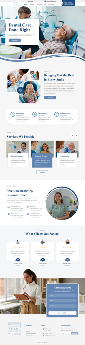 Web Design by Andrew Asiimwe for cottage dental practice | Design: #34789626