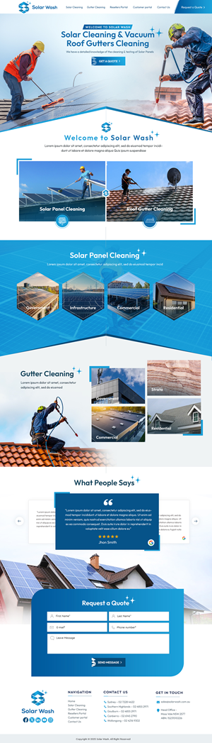 Web Design by Blue Sparrow for Solar Wash Holdings Pty Ltd | Design: #34851302