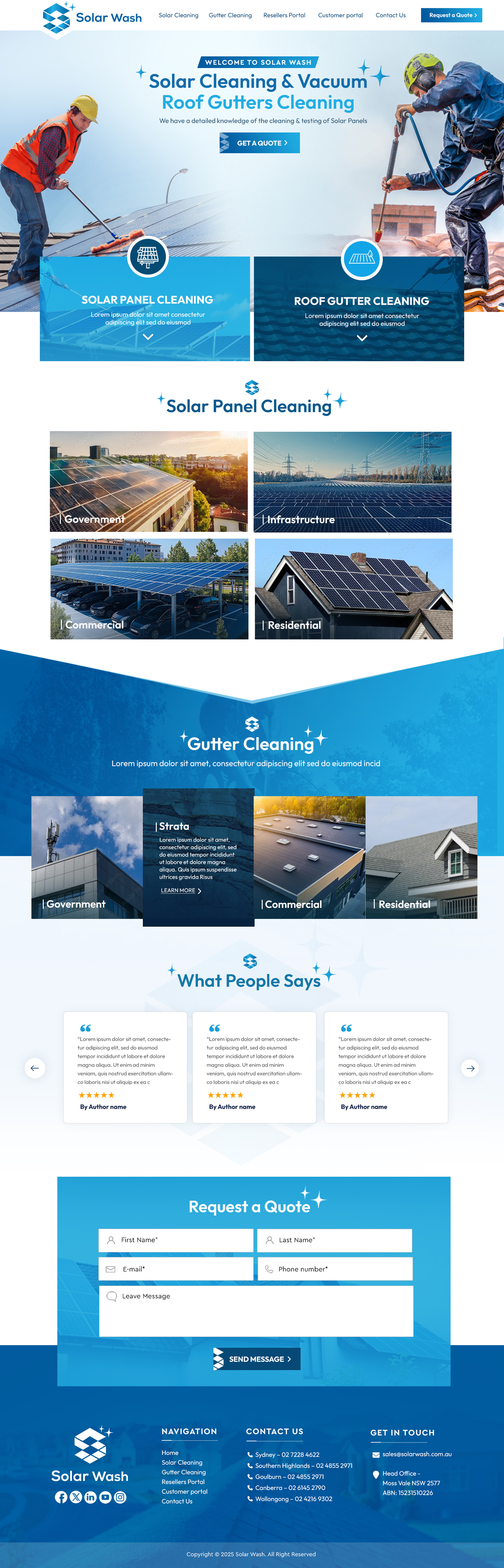 Web Design by Blue Sparrow for Solar Wash Holdings Pty Ltd | Design #34851304
