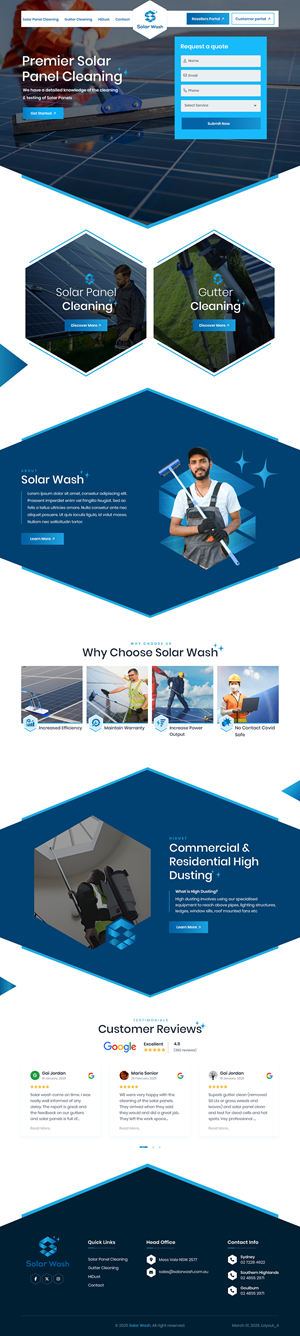 Web Design by sai.designer87 for Solar Wash Holdings Pty Ltd | Design #34854515