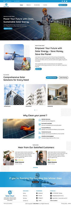 Web Design by Creative Slices for Solar Wash Holdings Pty Ltd | Design #34860950