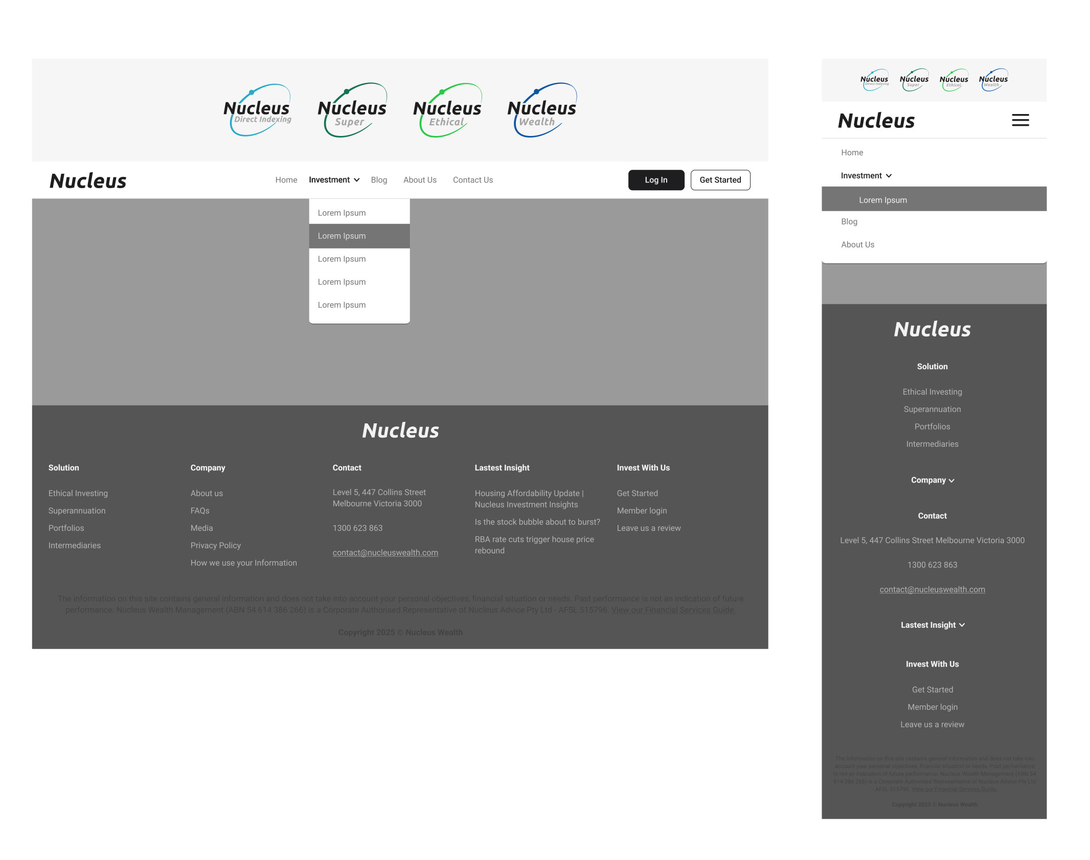 Web-Design von Floc Studio für Nucleus Wealth | Design #34831000