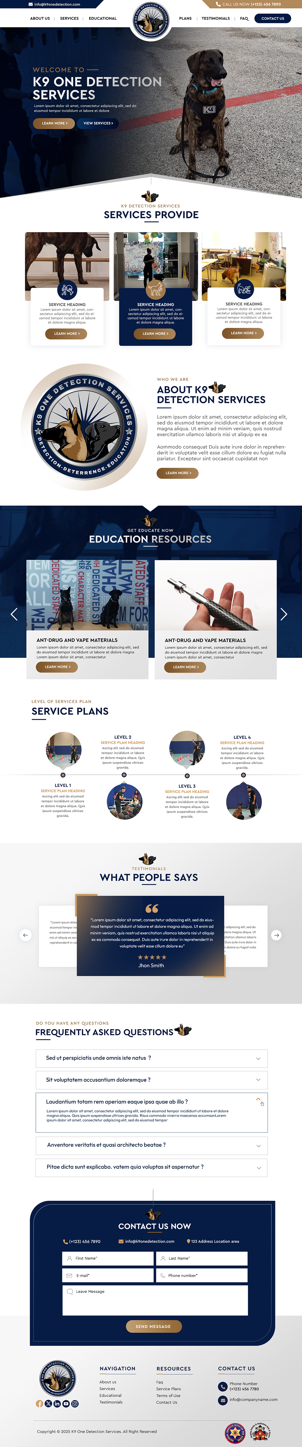 Web Design by Blue Sparrow for K9 One Detection Services  | Design: #34840340