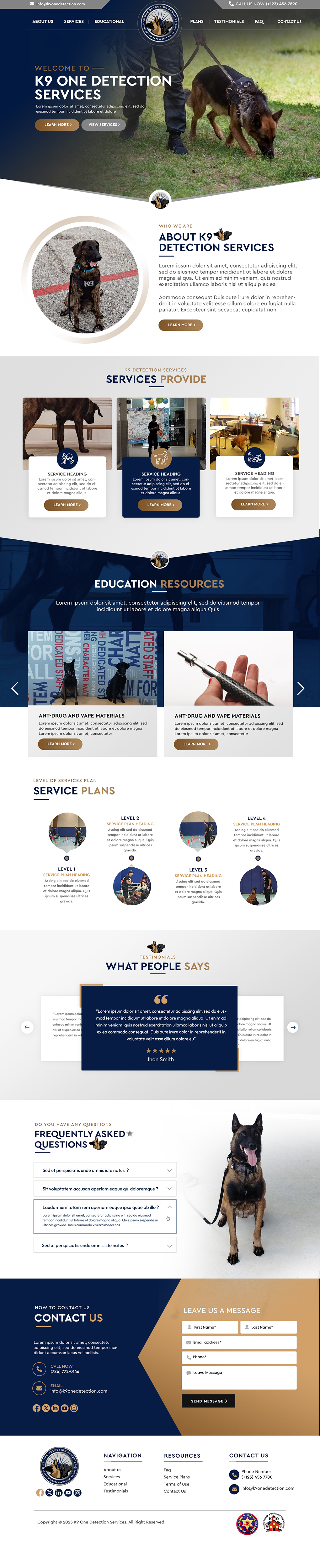 Web Design by Blue Sparrow for K9 One Detection Services  | Design #34840341